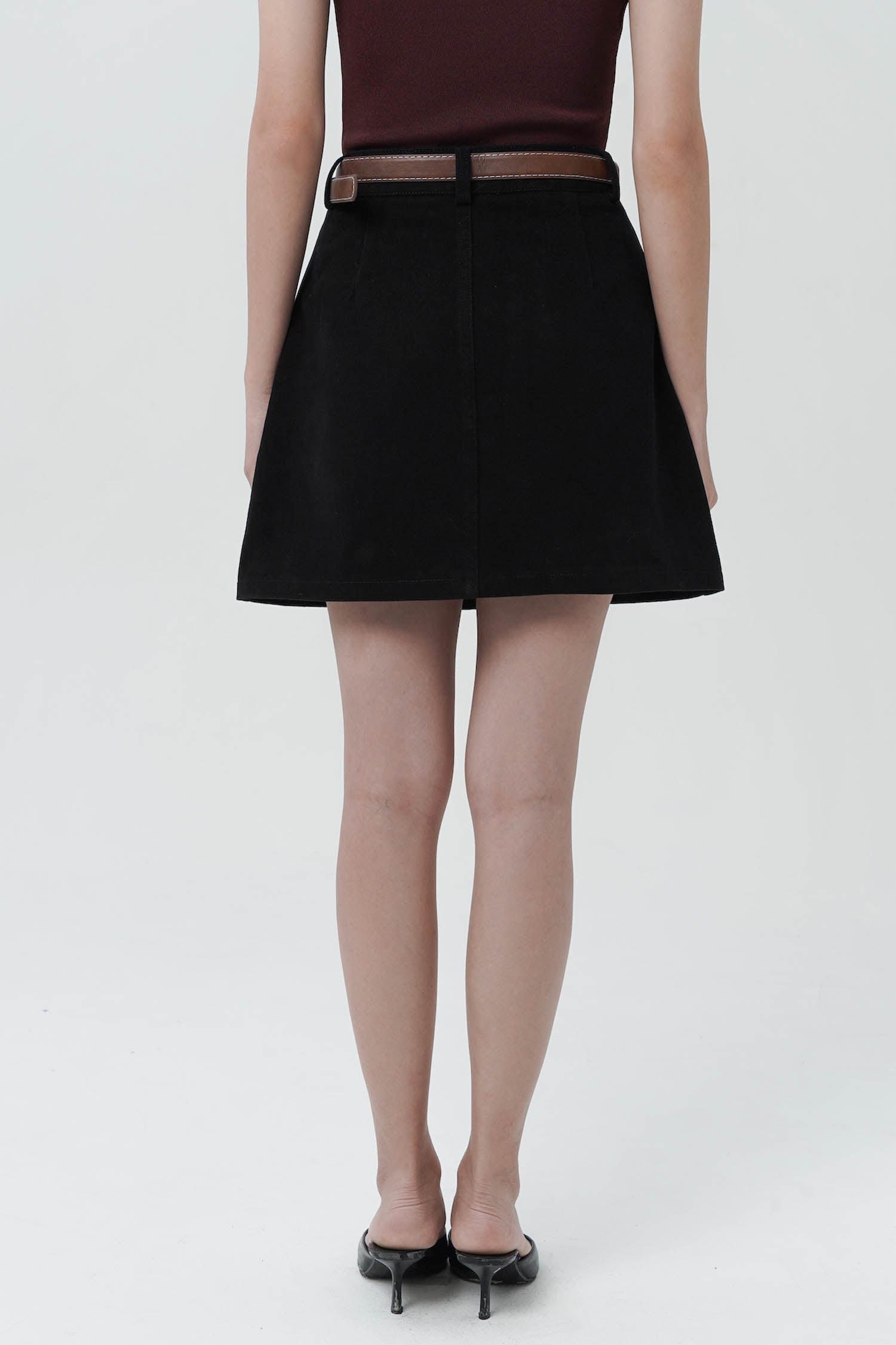 Vante Belted Mini Skort In Black