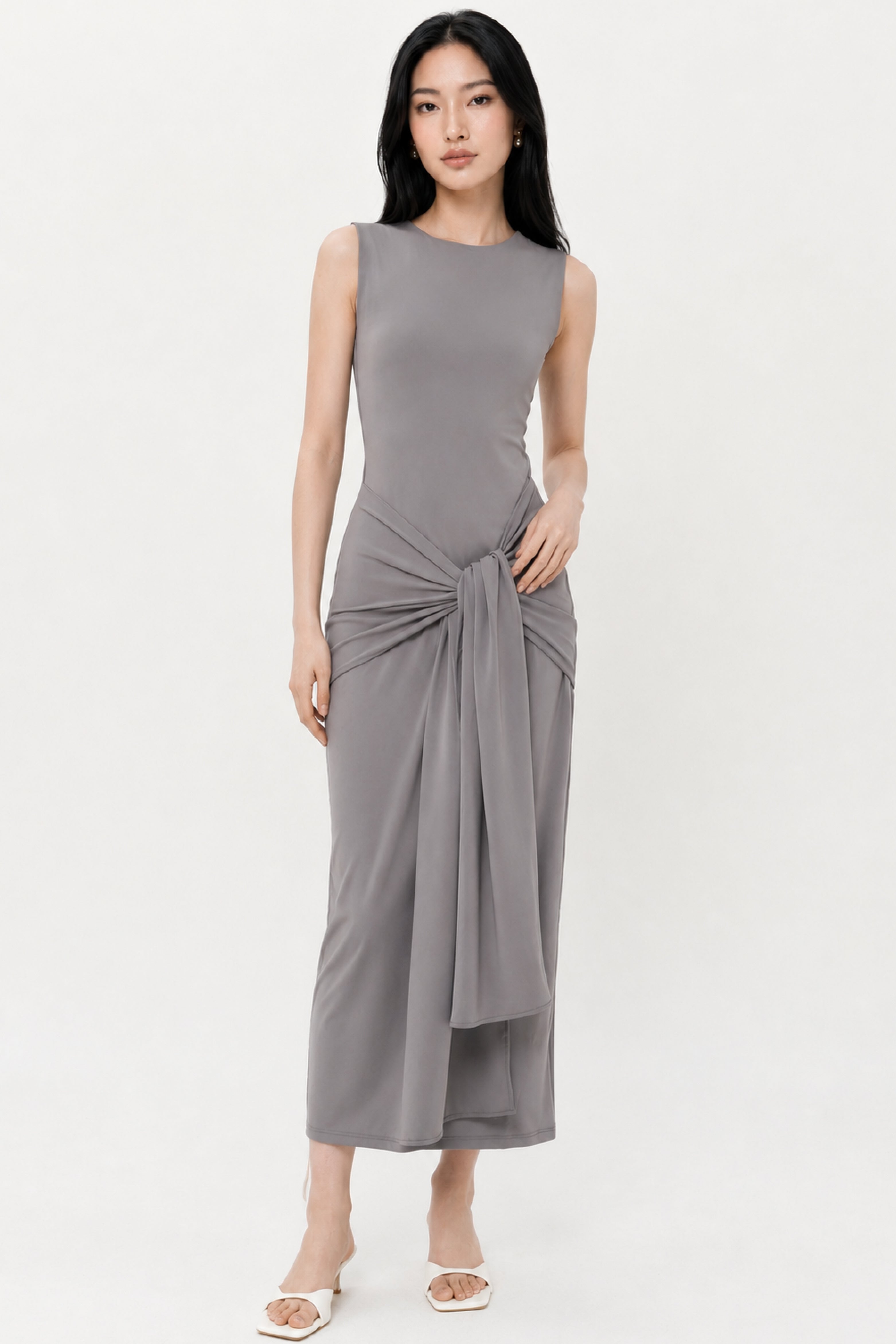 Emma Knot Dress In Grey (ML LEFT)