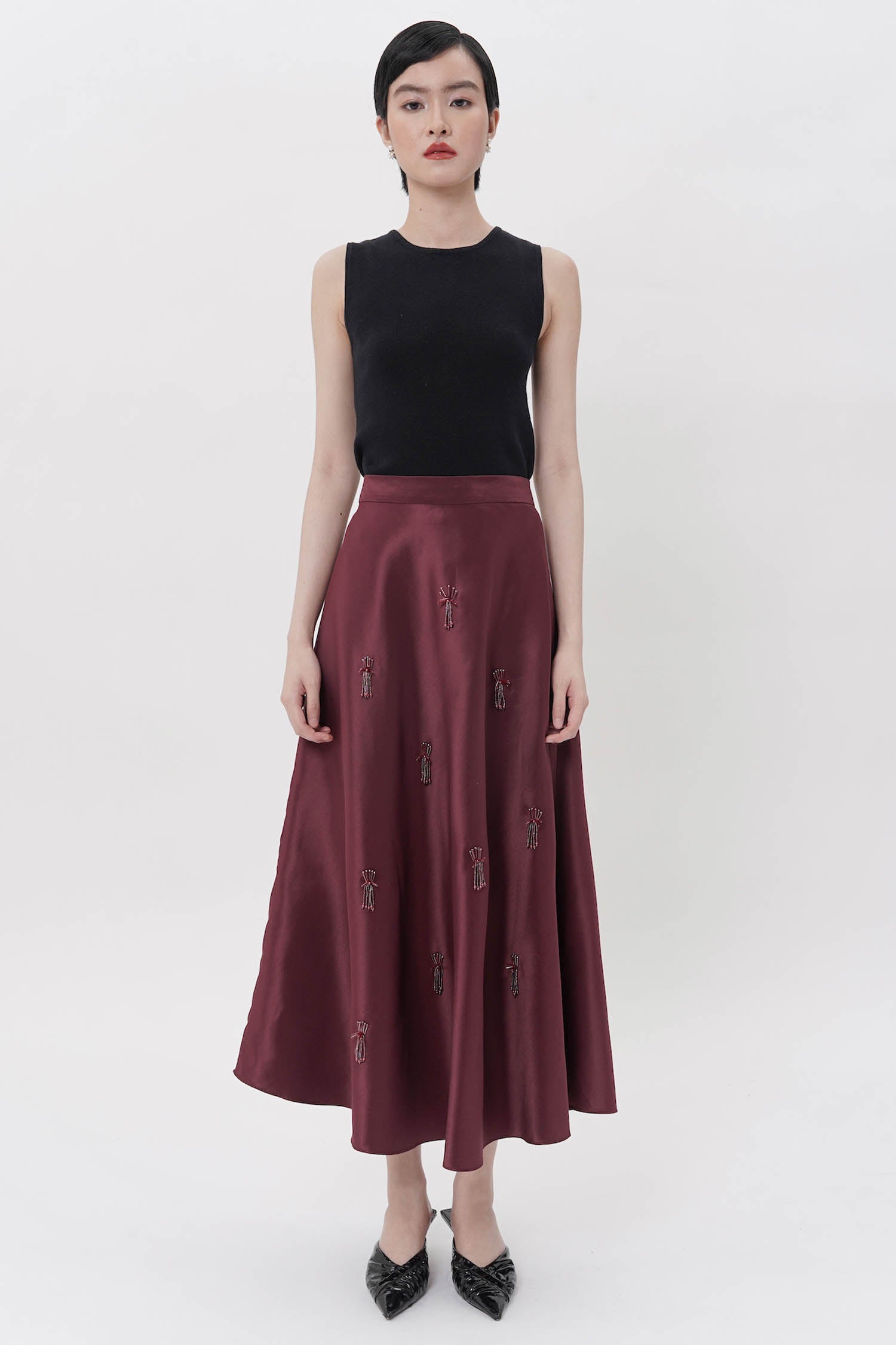 Embellished Satin Skirt