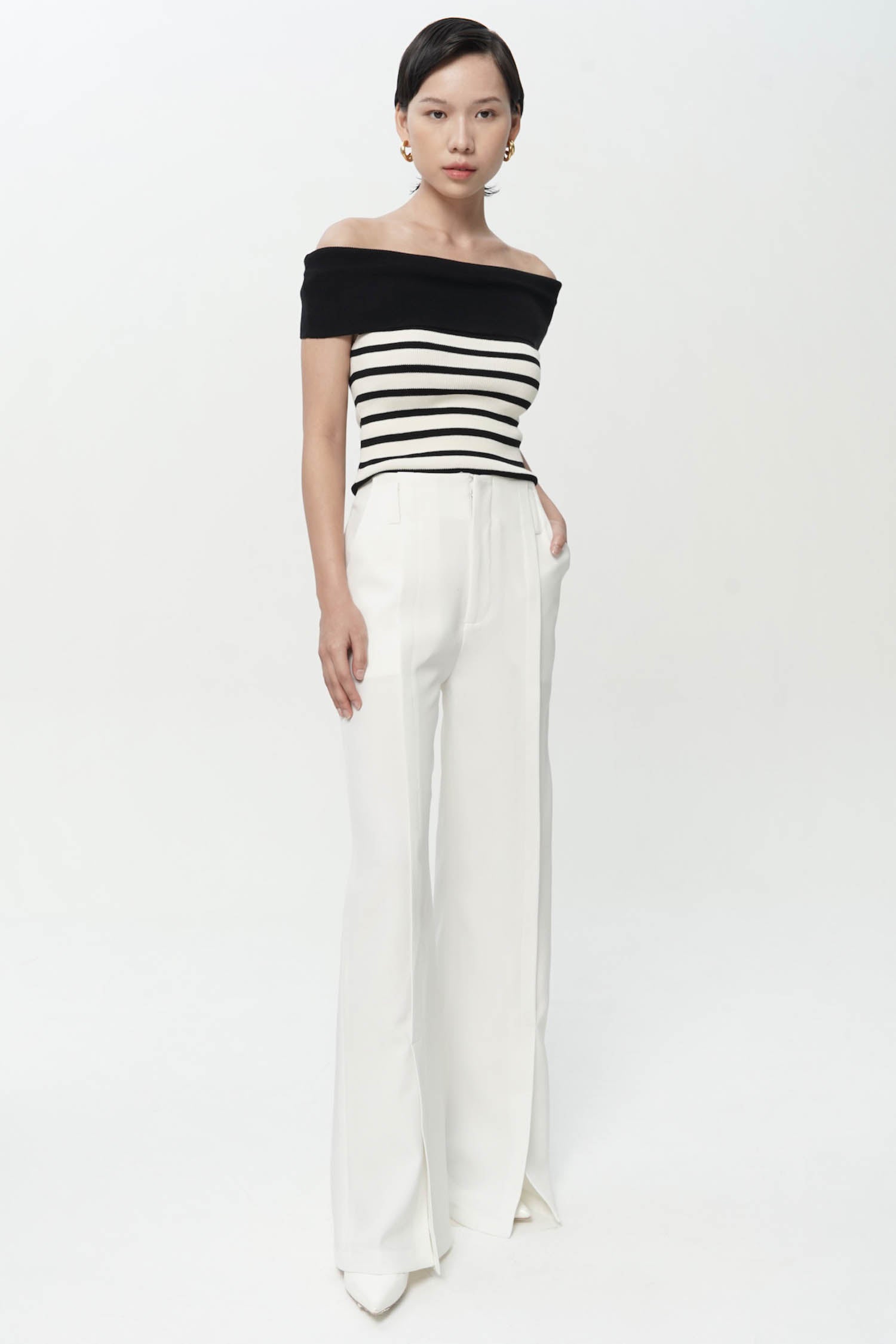 Andiamo Slit Trouser In White