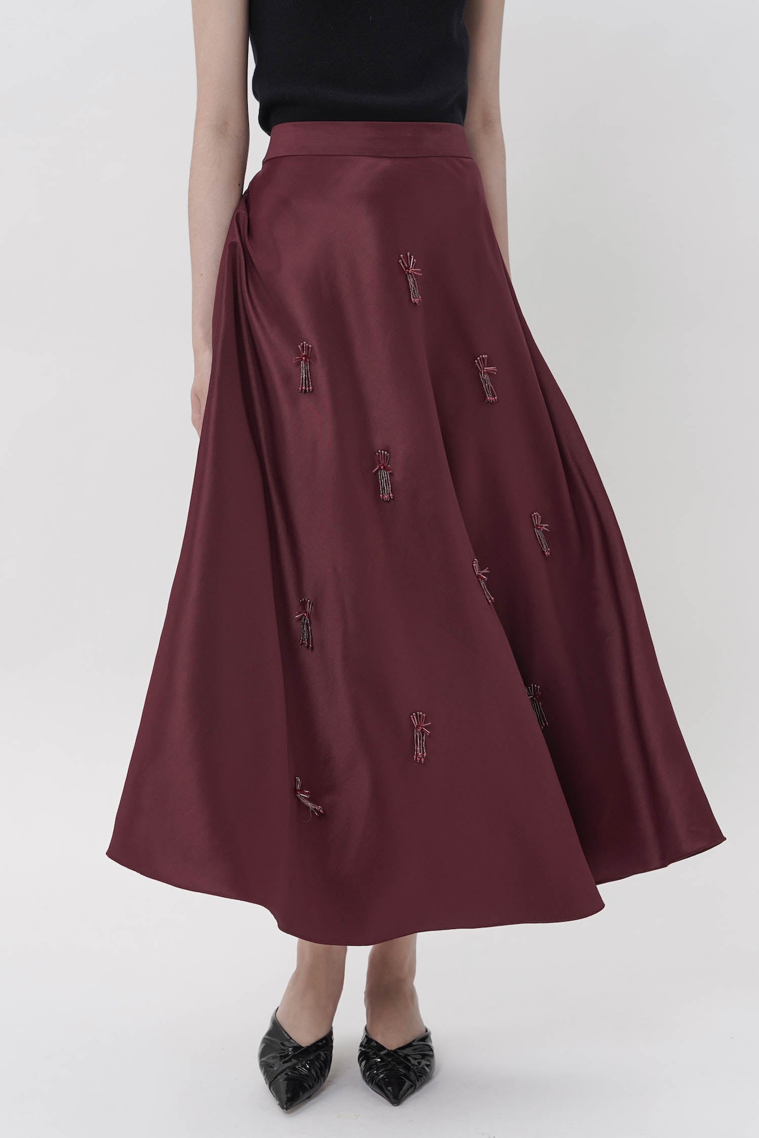 Embellished Satin Skirt