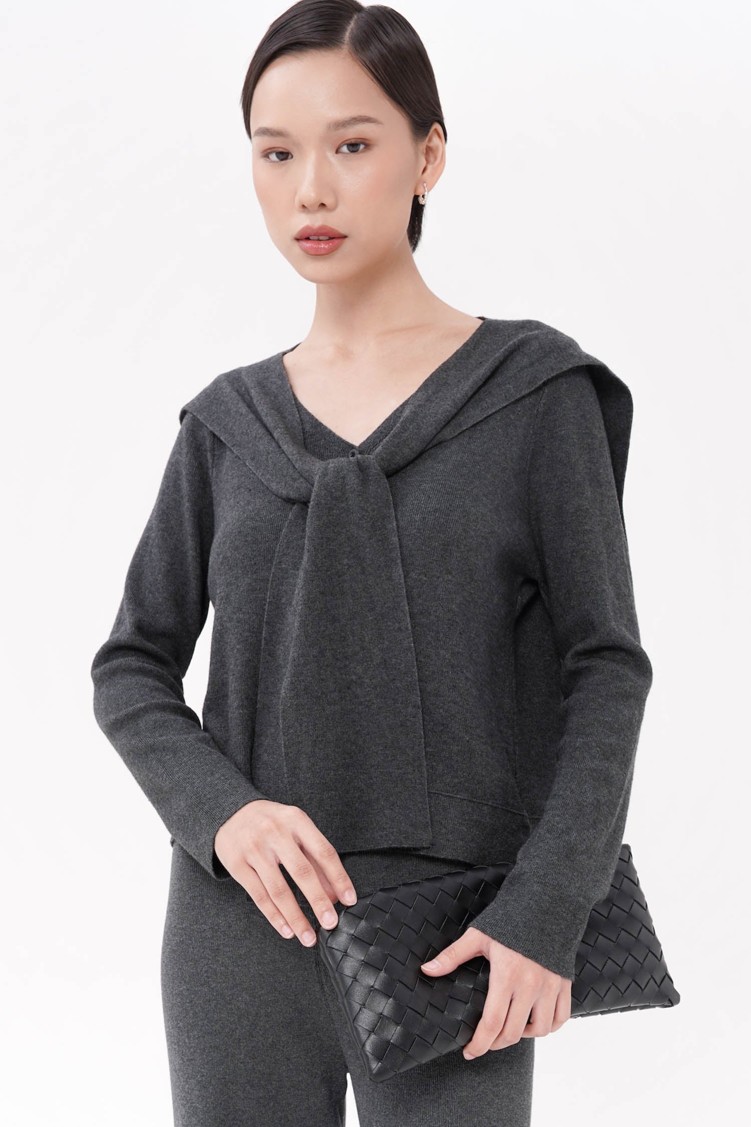 Kobi Long Sleeve Top In Dark Grey