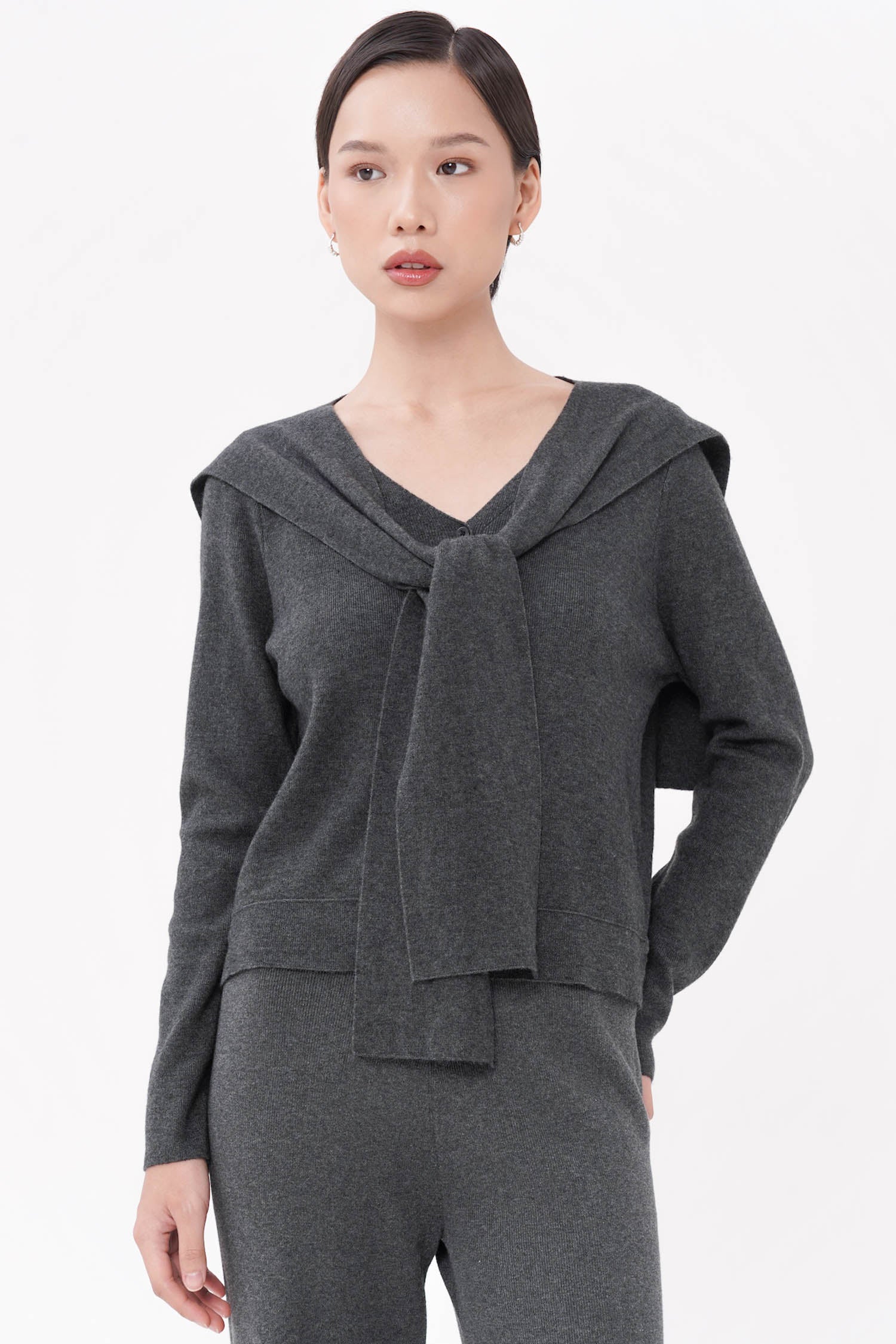 Kobi Long Sleeve Top In Dark Grey