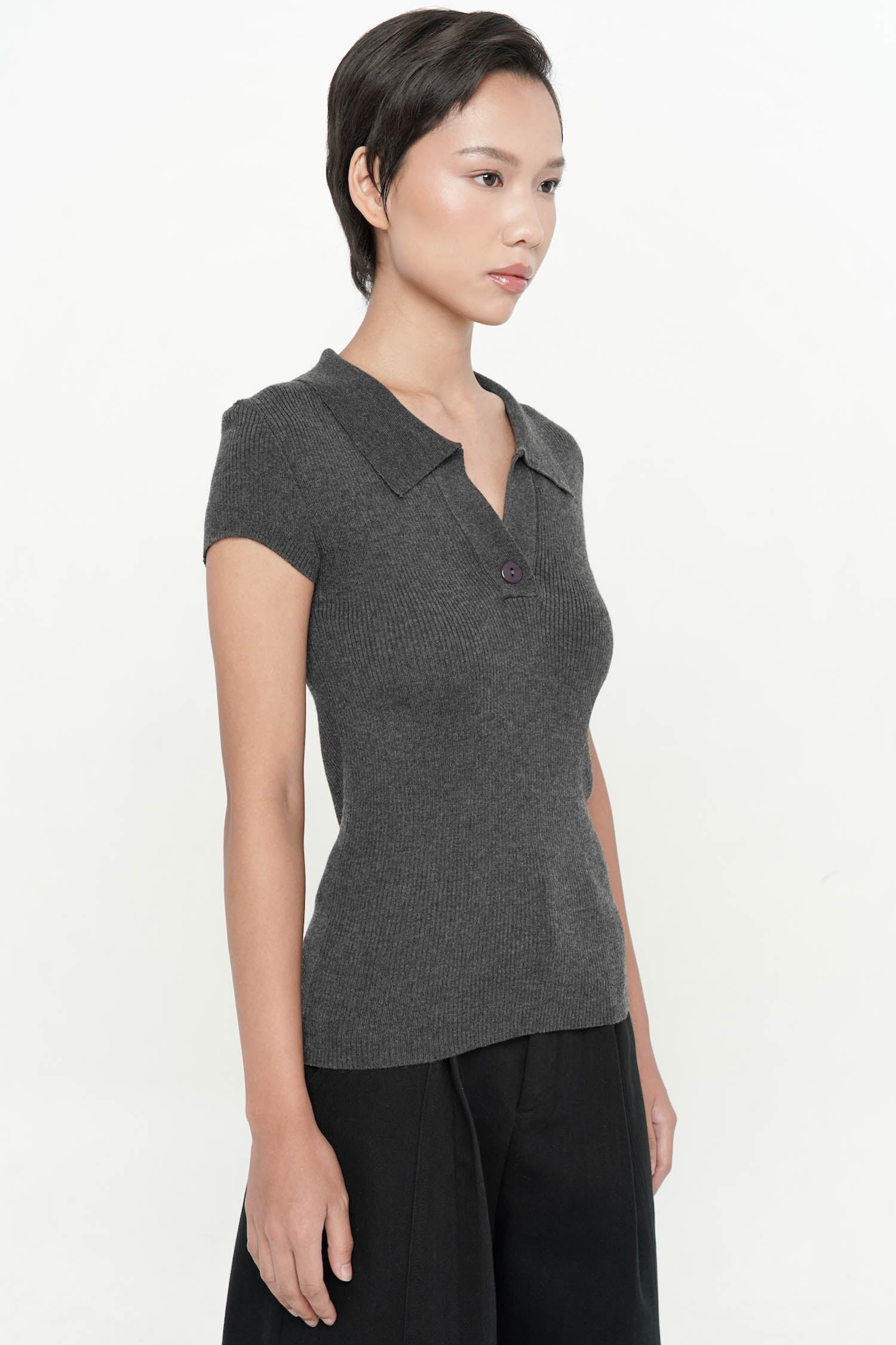 Sabine Knit Top In Dark Grey