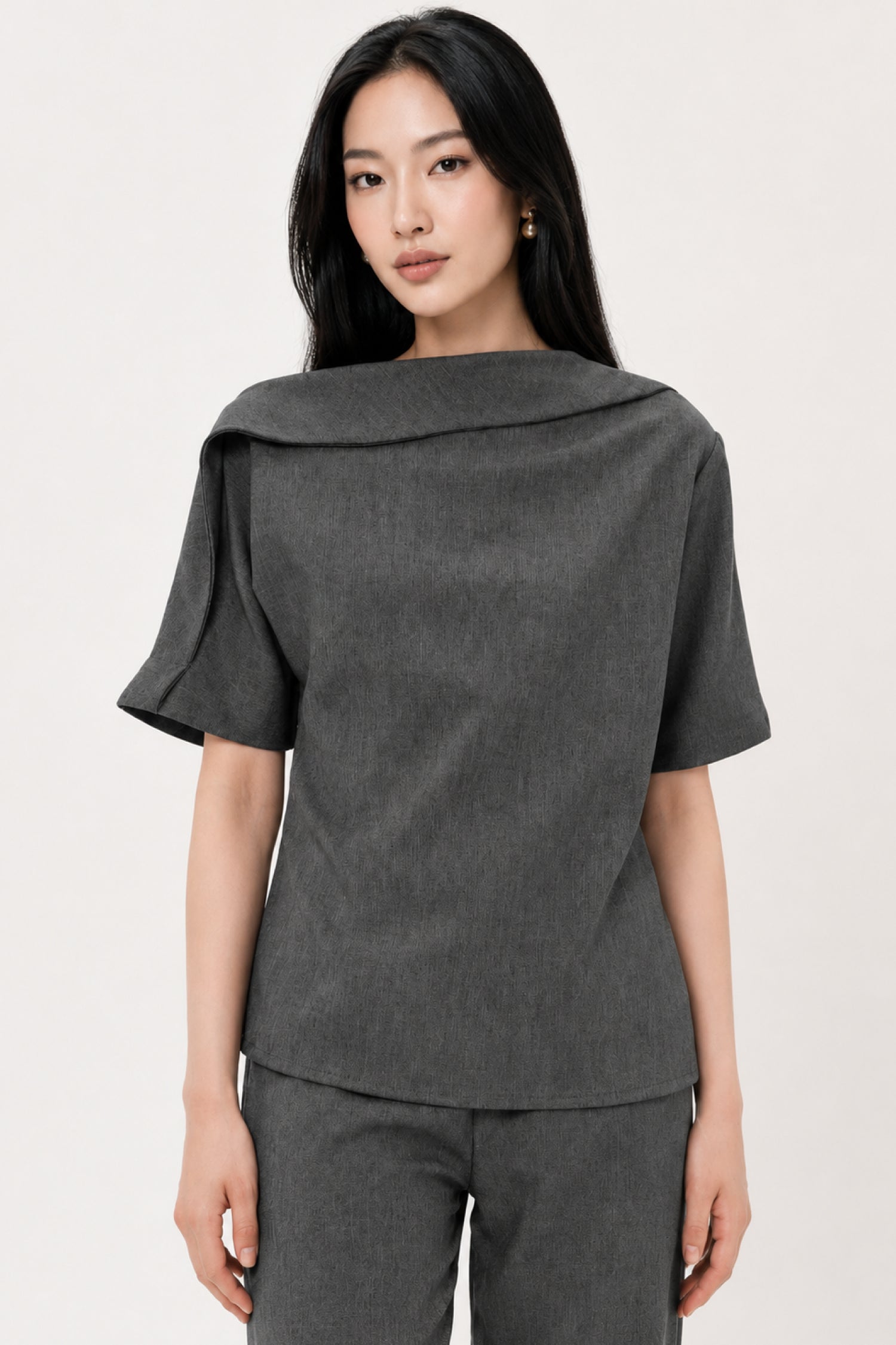 Auden Asymmetrical Blouse In Ash Grey