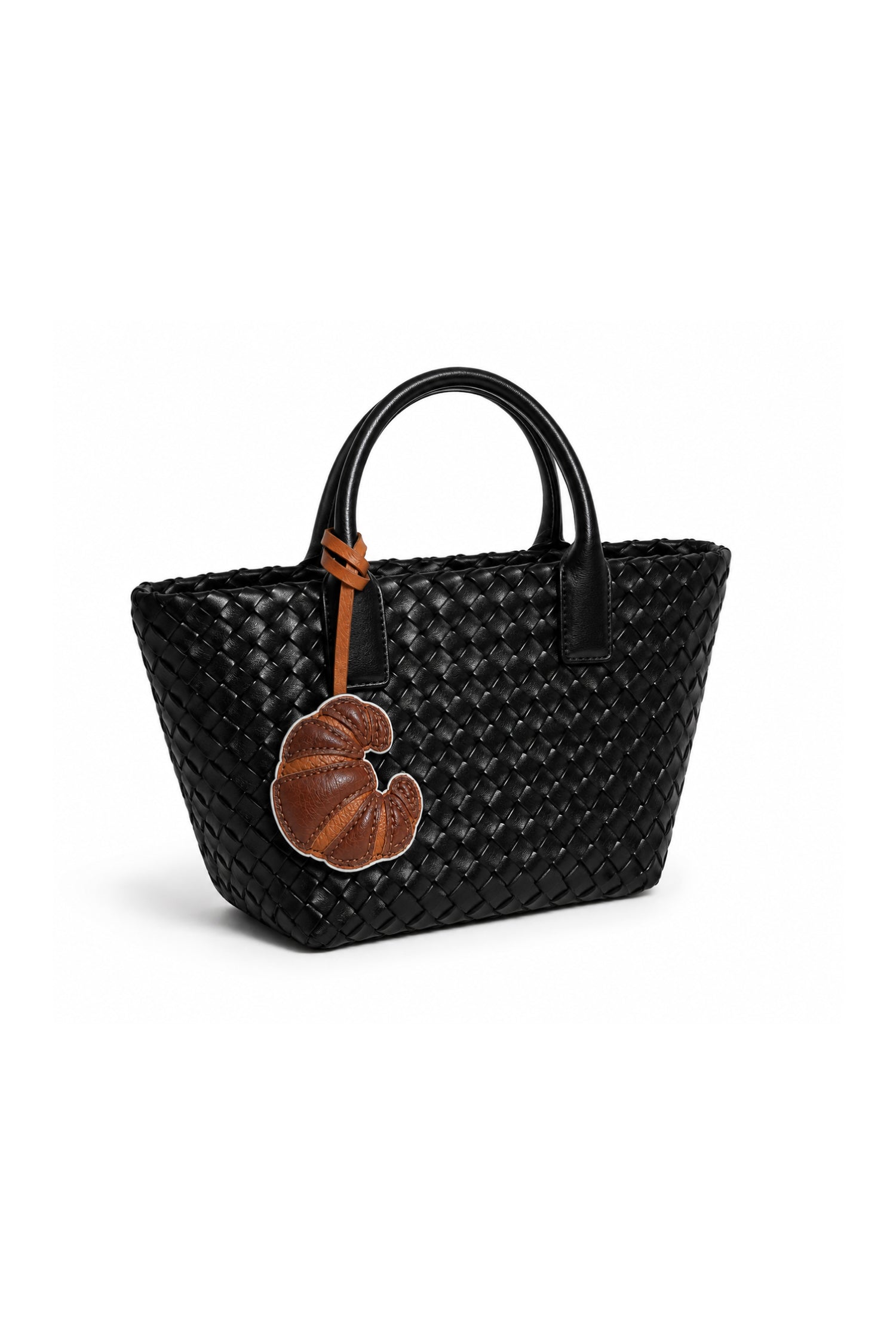 Maison Croissant Leather Charm In Brown