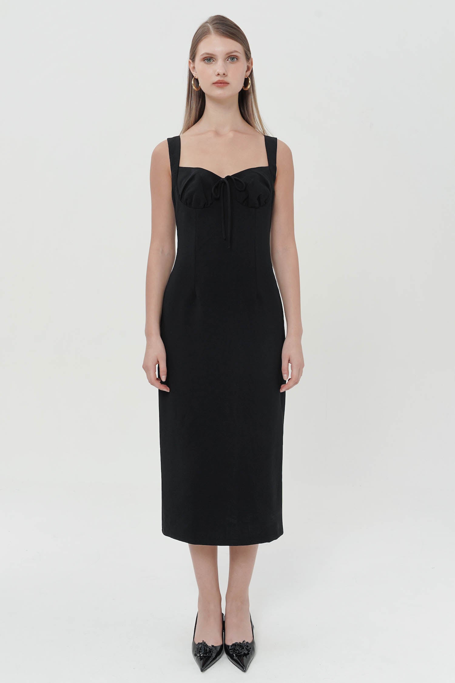 Bateau Midi Dress In Black