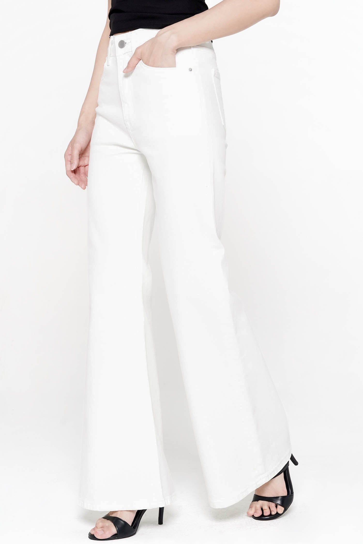 Cirino High-Waisted Flare Jeans In White Denim