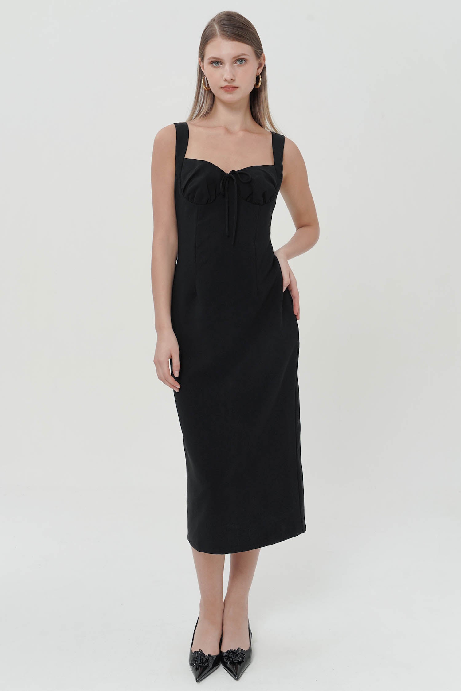 Bateau Midi Dress In Black