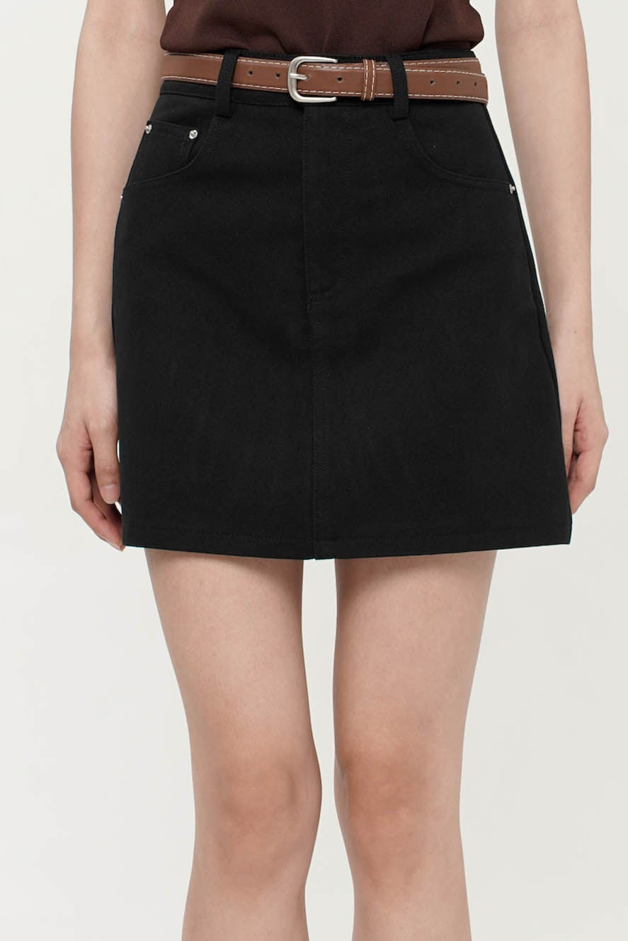 Gemini Belted Mini Skort In Black