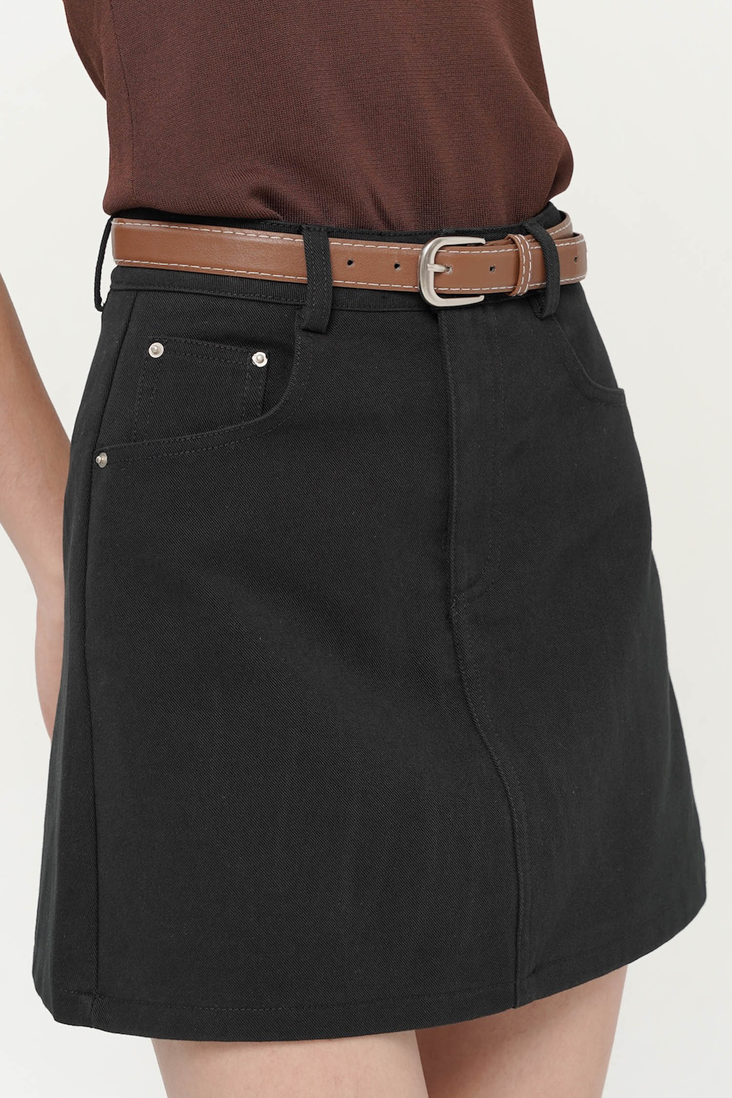 Gemini Belted Mini Skort In Black