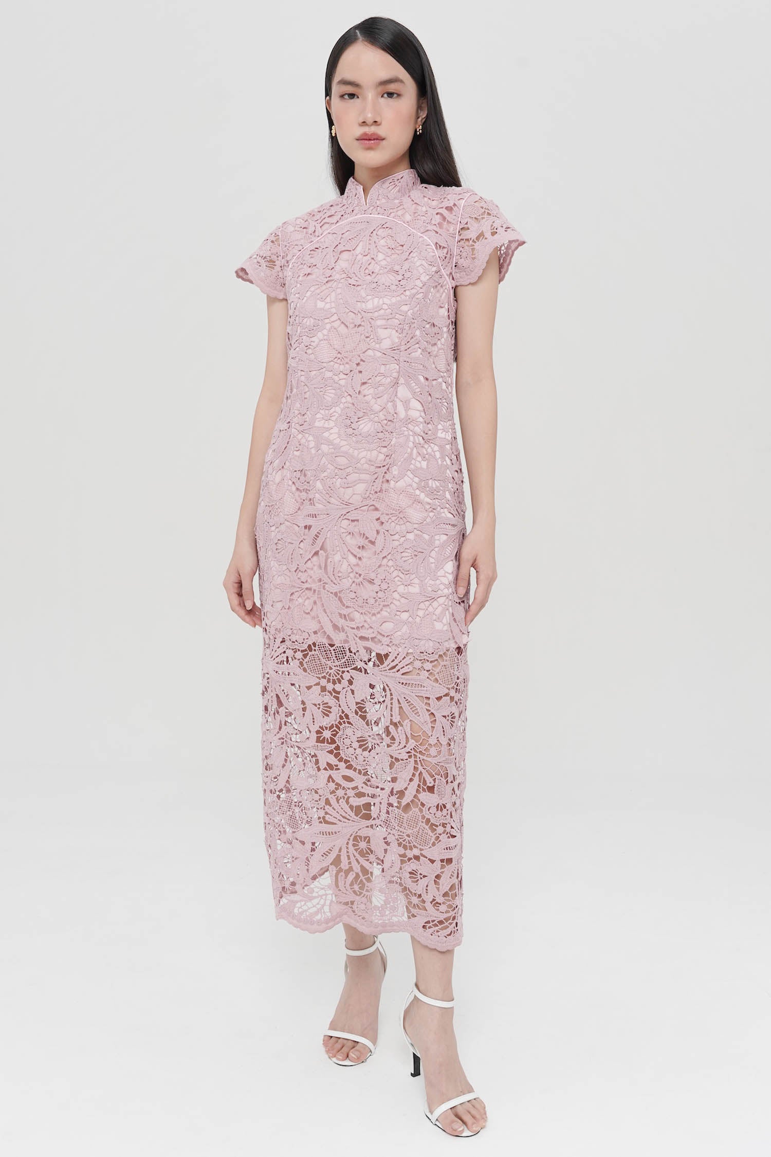 Nongli Cheongsam Midi Dress In Pink