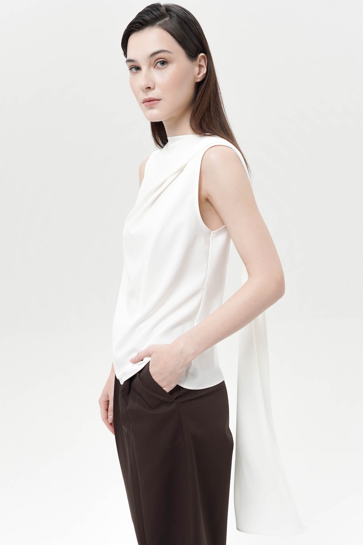Monia Shawl Blouse In Broken White