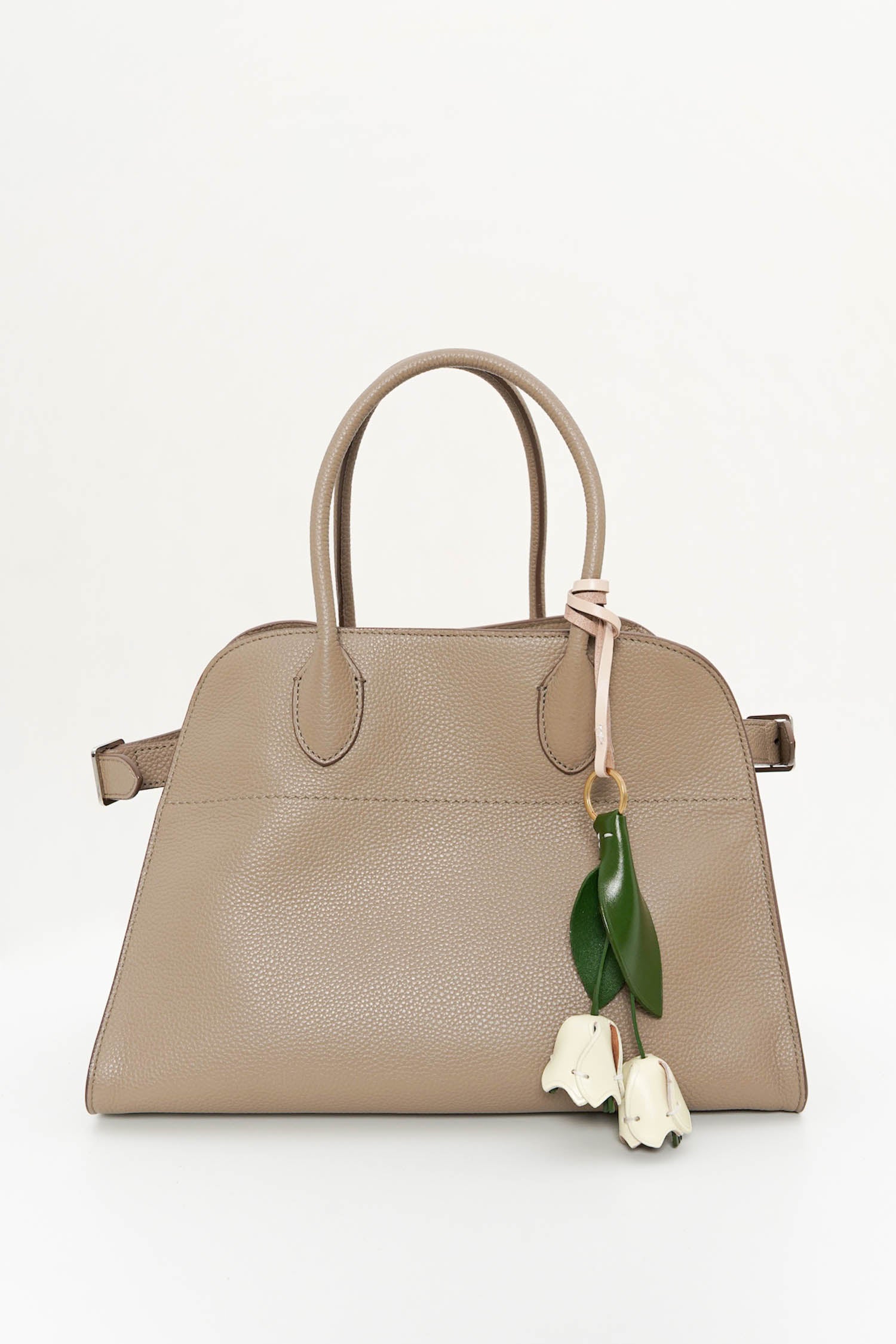 Tulip Petal Bloom Leather Charm In White