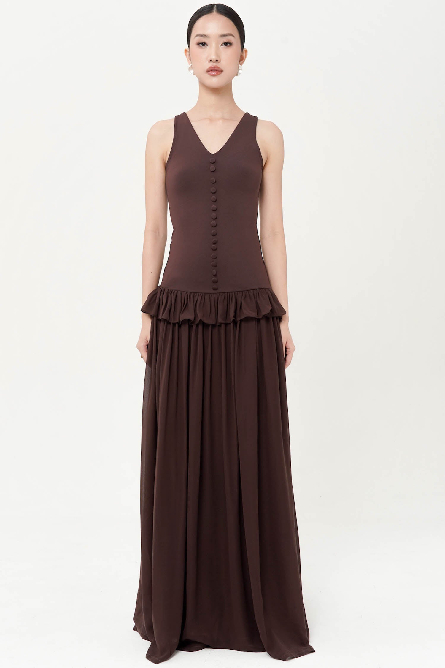 Sharon Dropwaist Dress In Espresso