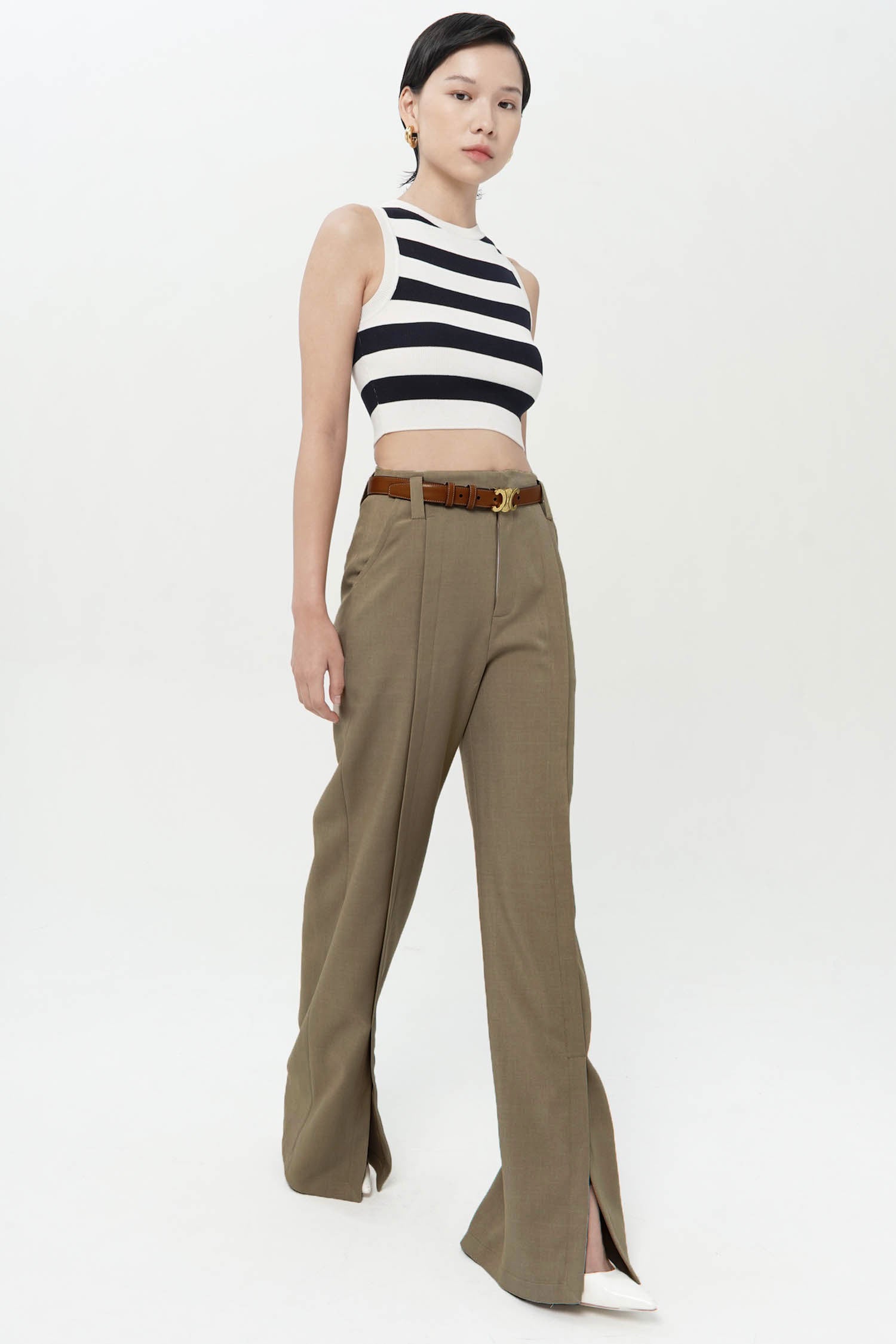 Andiamo Slit Trouser In Taupe