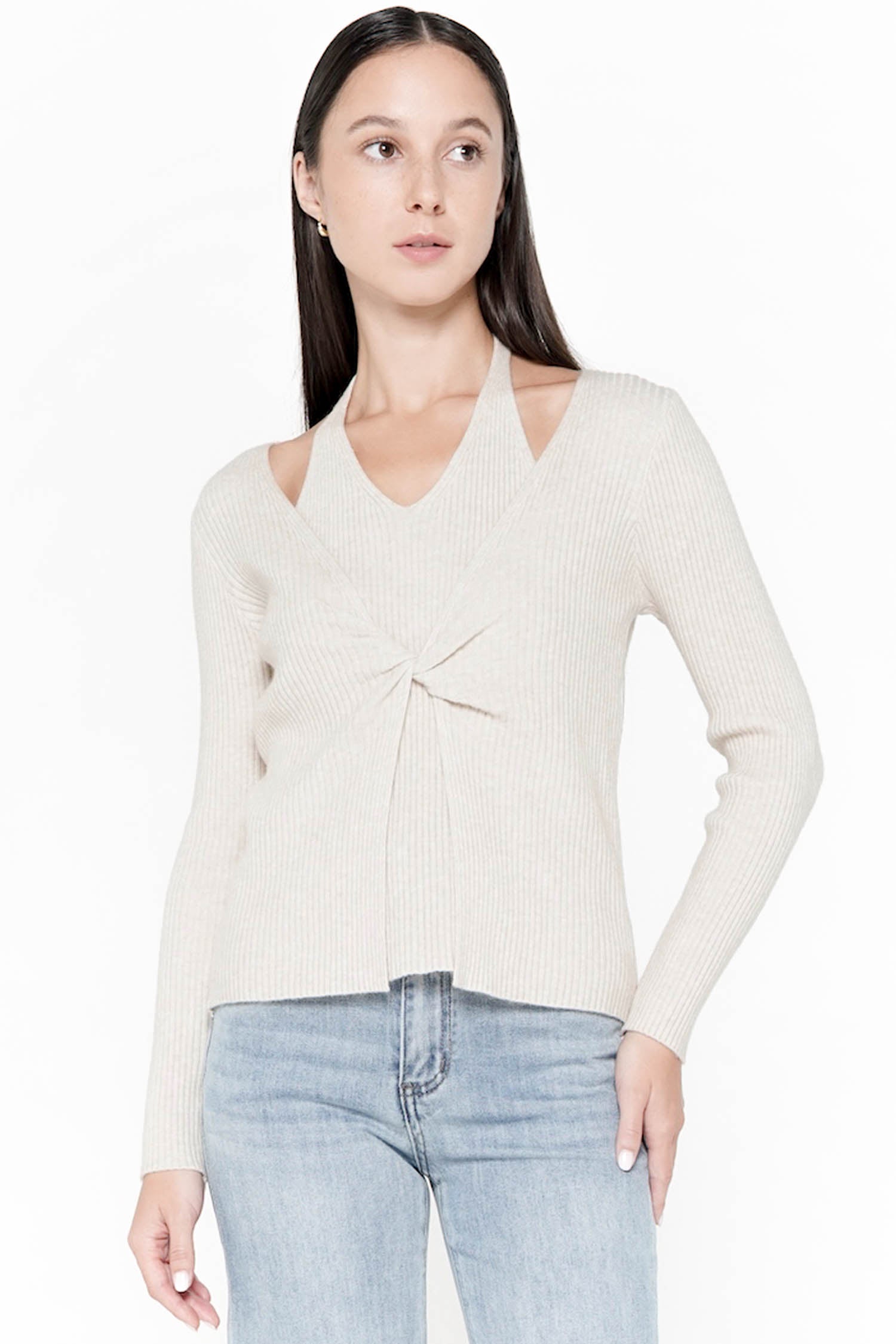 Rooney Twist Halter Top In Oat