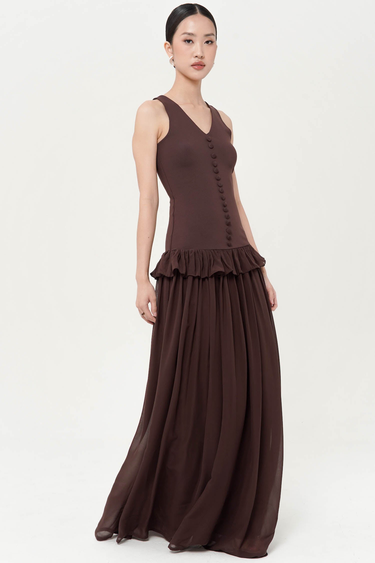 Sharon Dropwaist Dress In Espresso