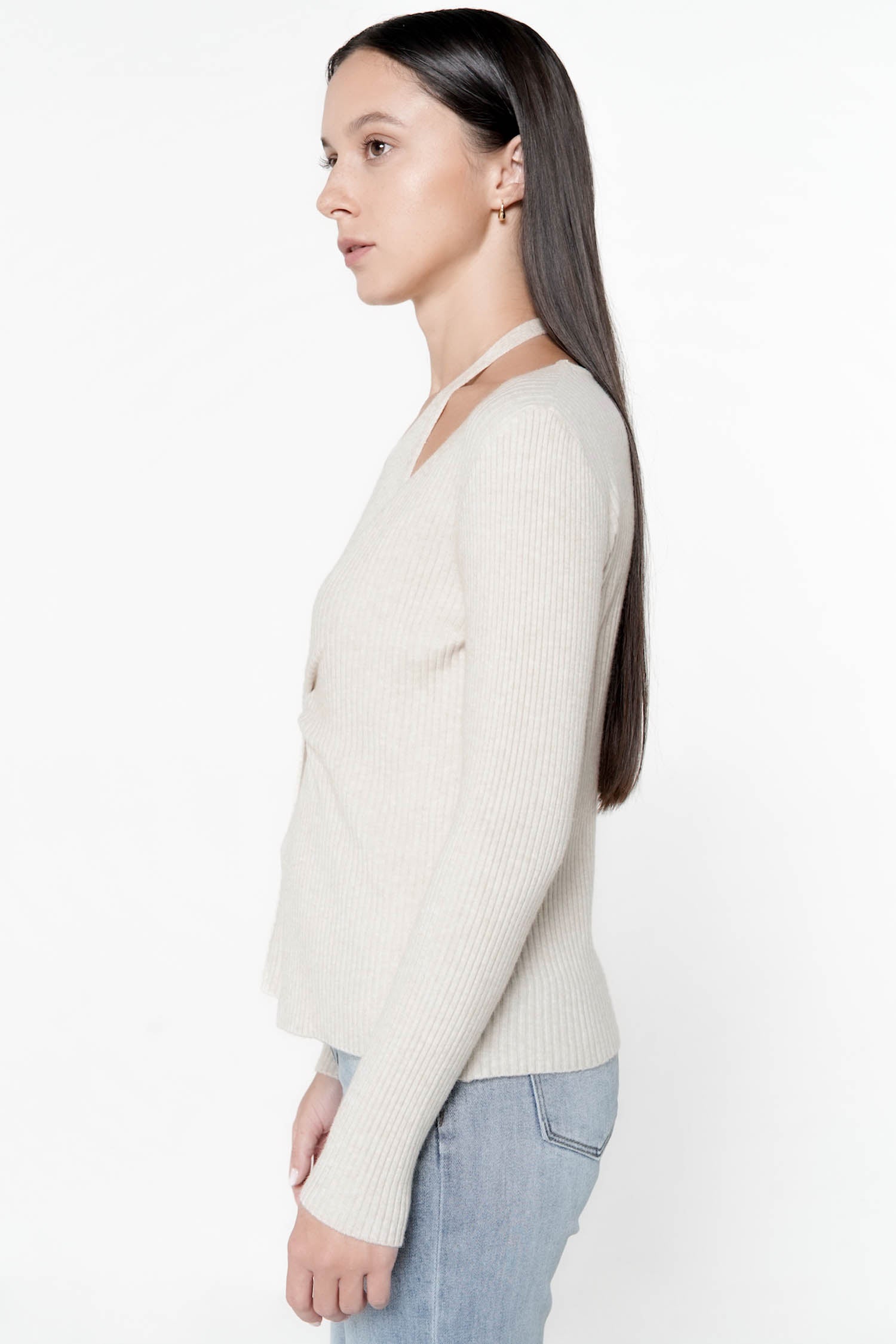 Rooney Twist Halter Top In Oat