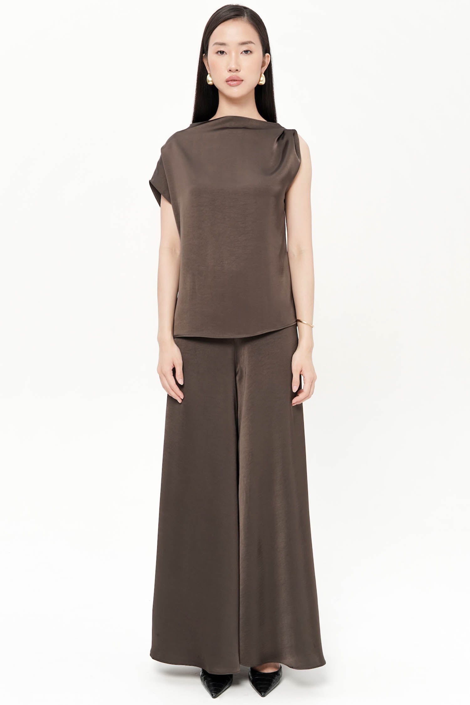 Ambrosia Drape Top In Cocoa