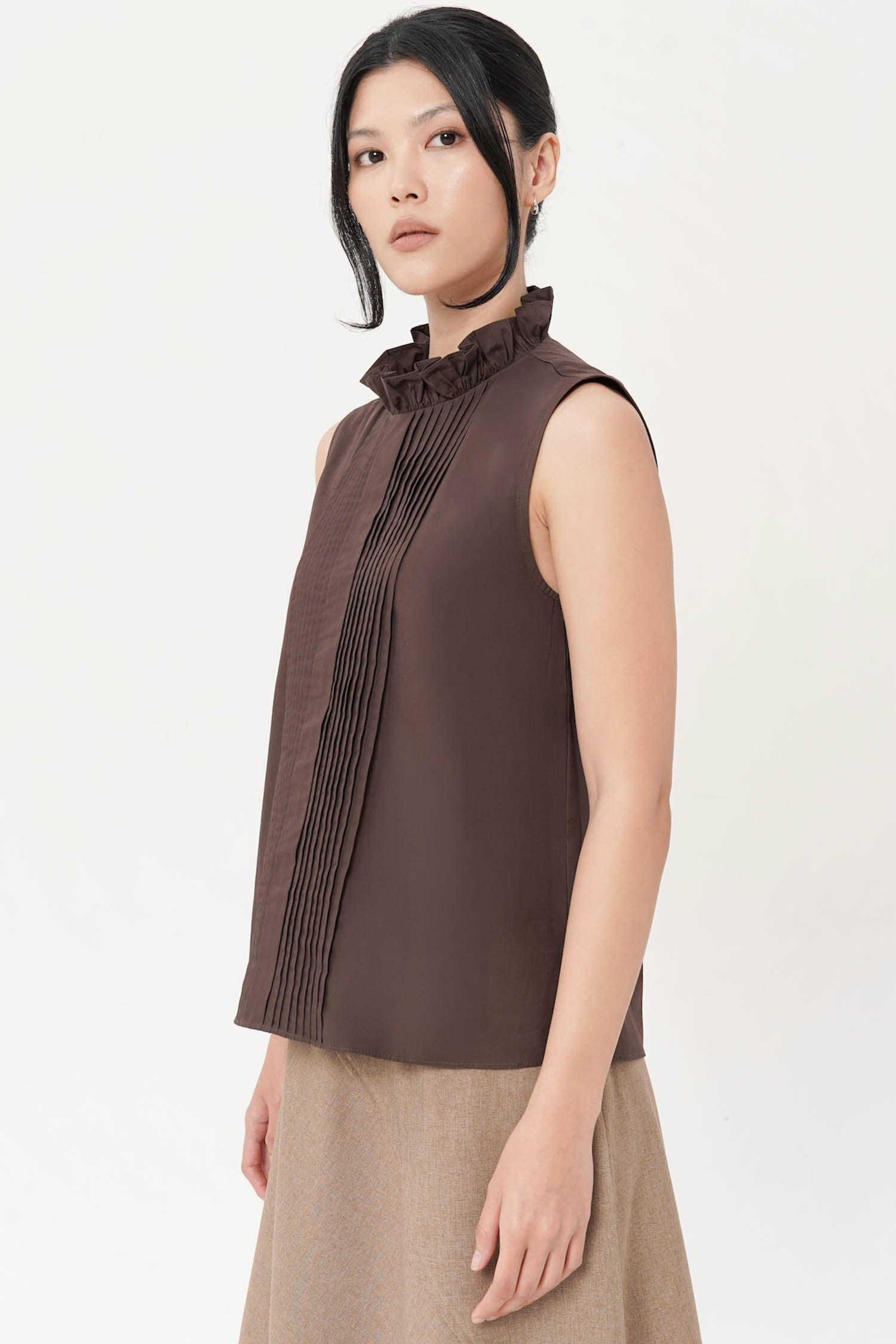 Noma Pintuck Top In Espresso