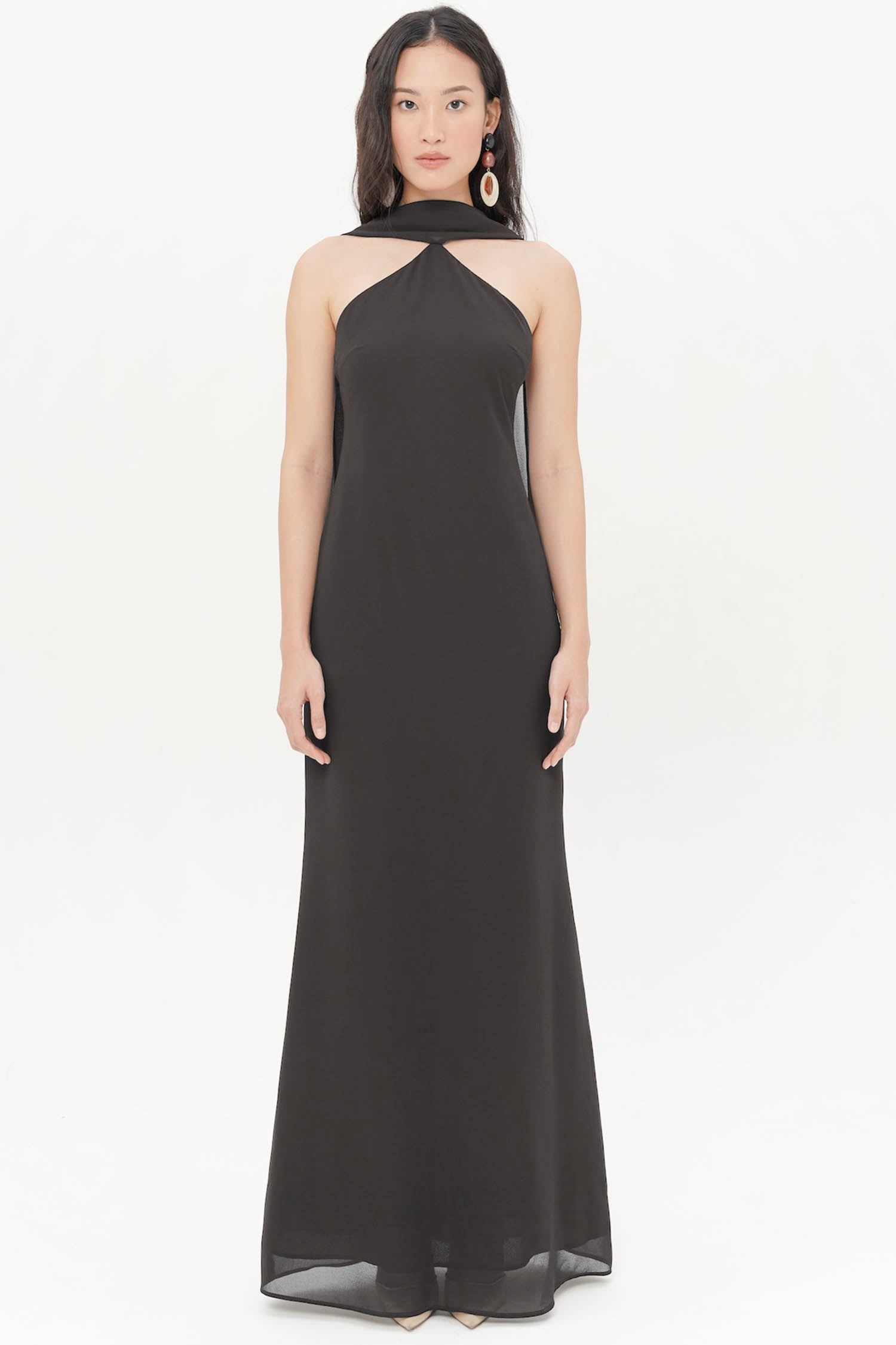 Elsin Maxi Halter Dress In Espresso