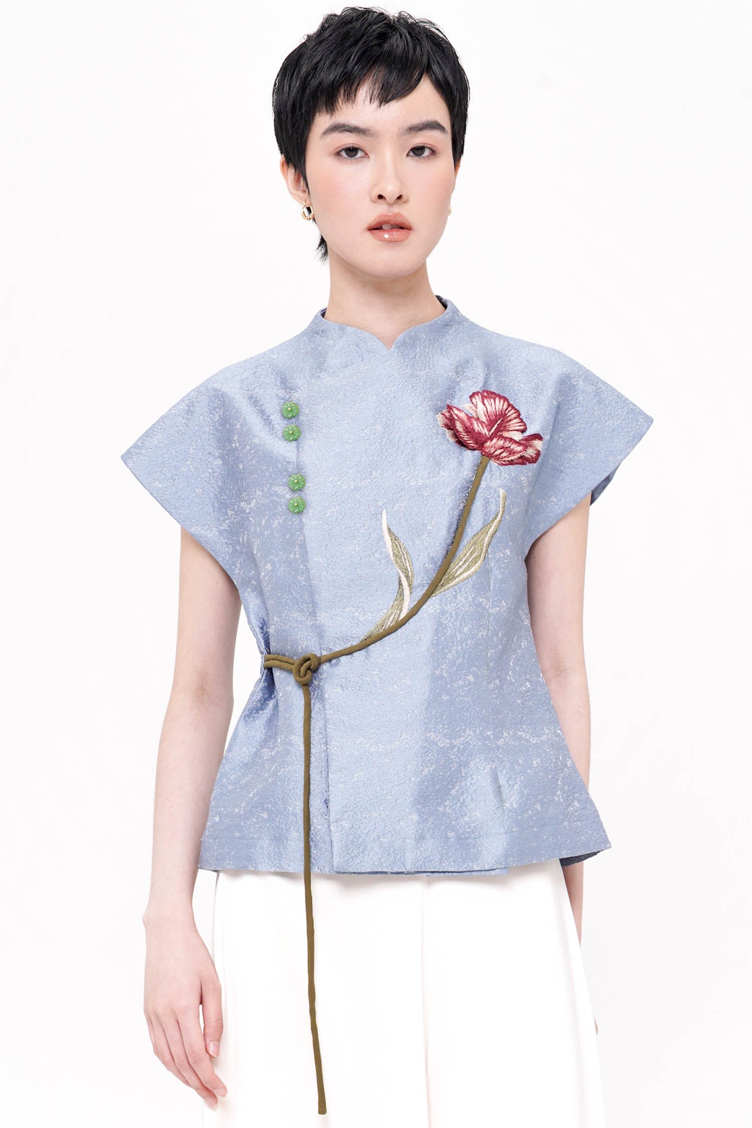 Ning Wrap Top In Blue