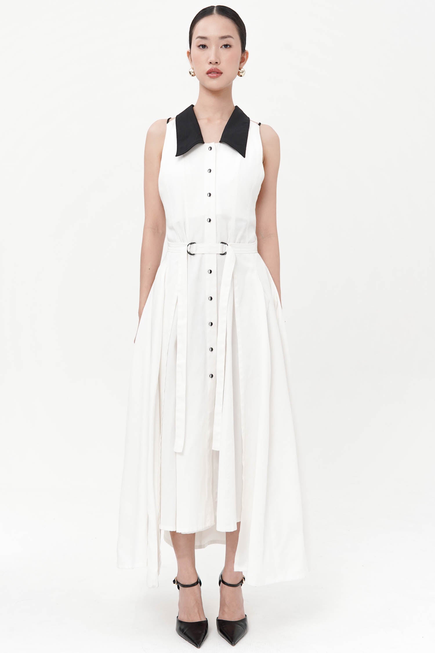 Quimby Midi Dress In Broken White-Black
