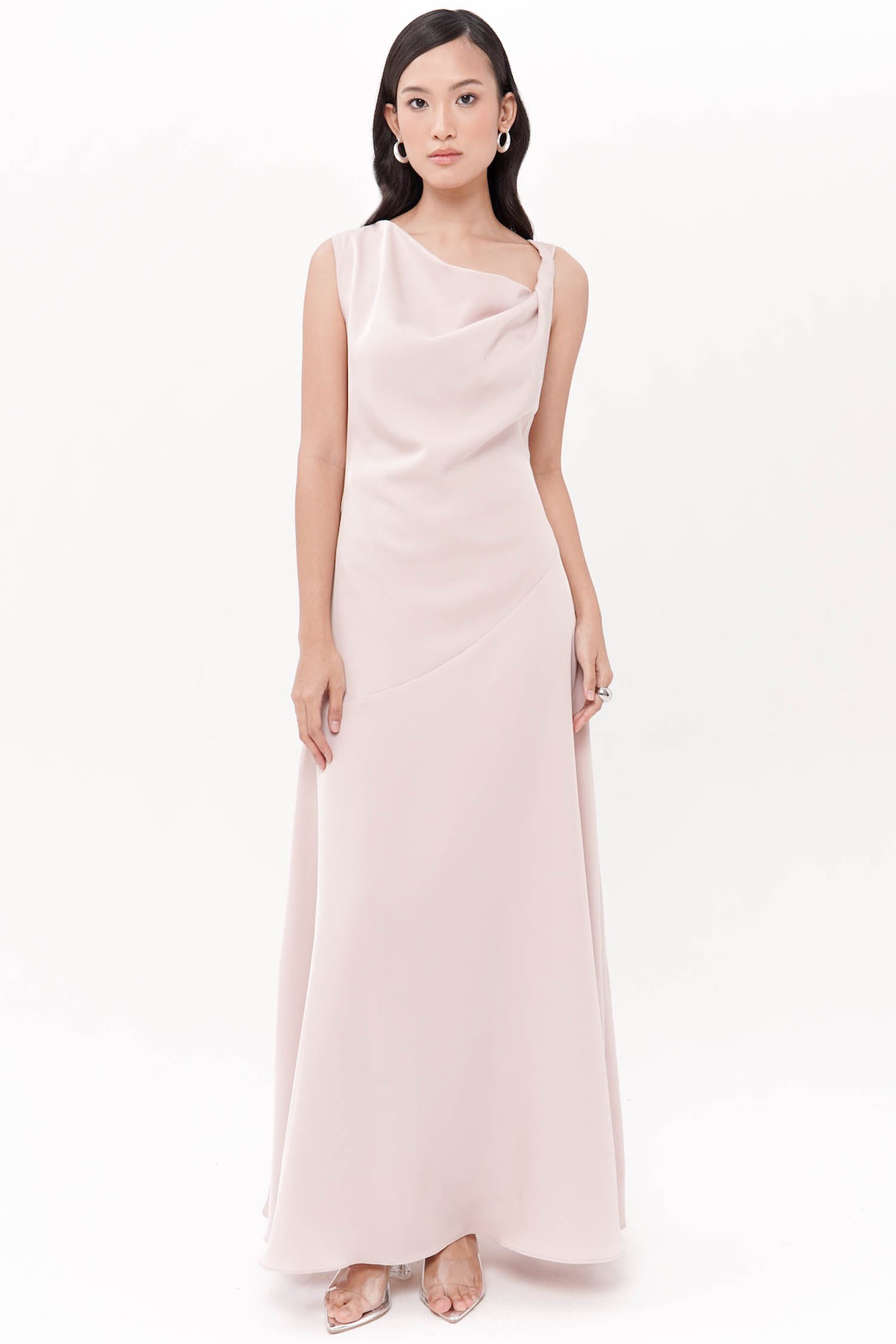 Bronya Greek Twist Dress In Dusty Pink