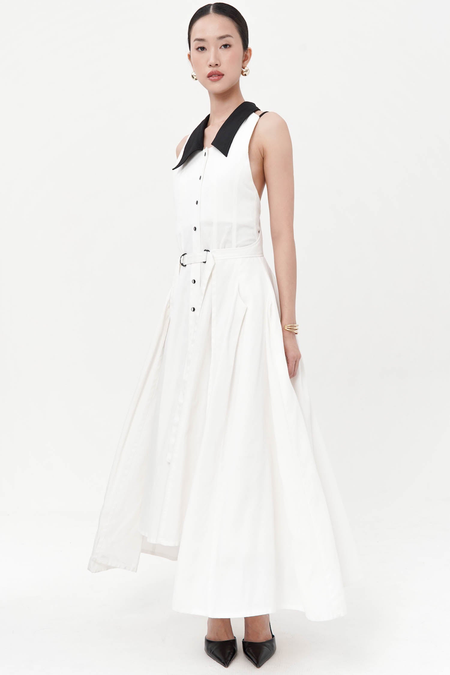 Quimby Midi Dress In Broken White-Black