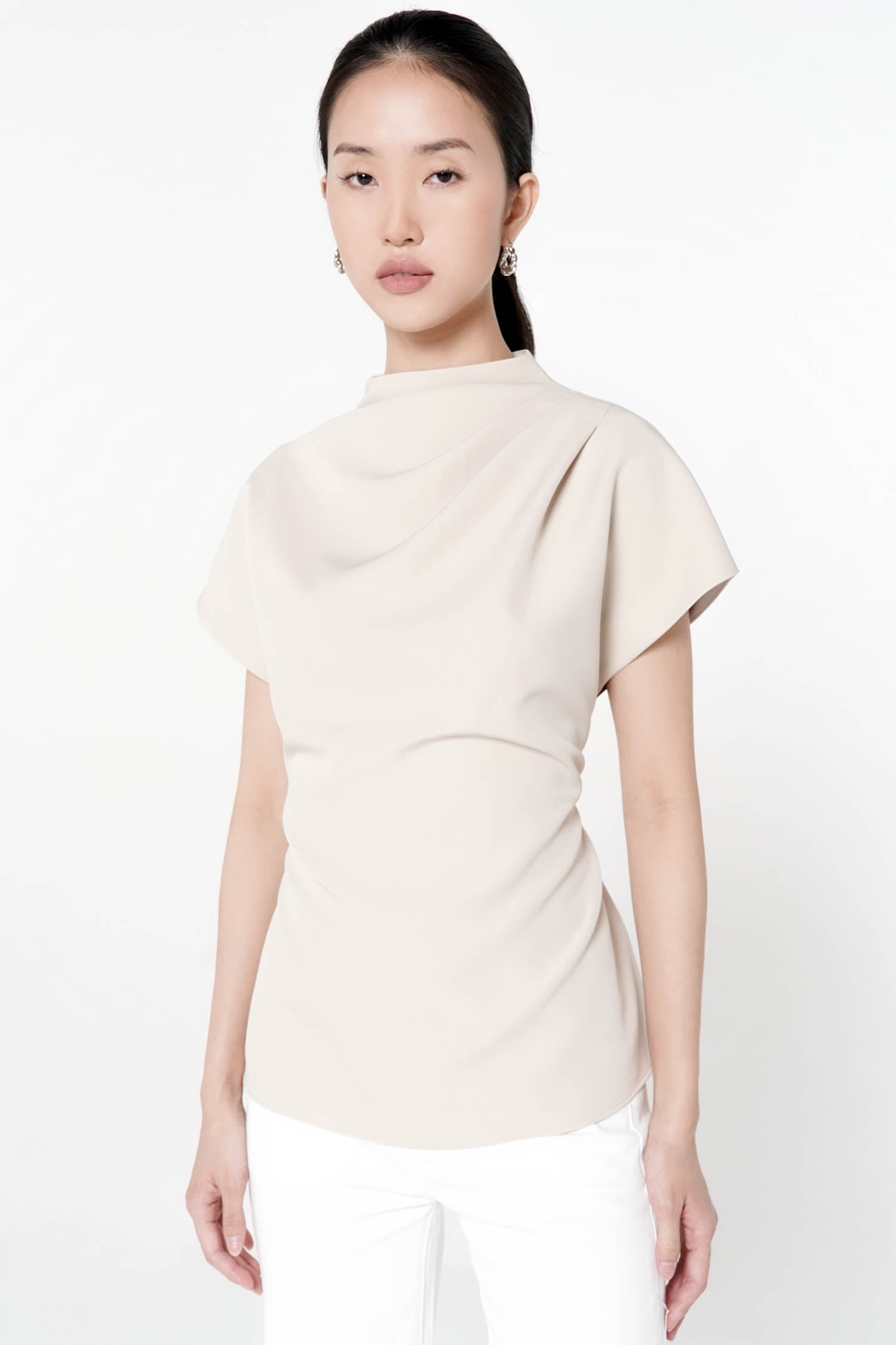 Aurena Drape Top In Nude