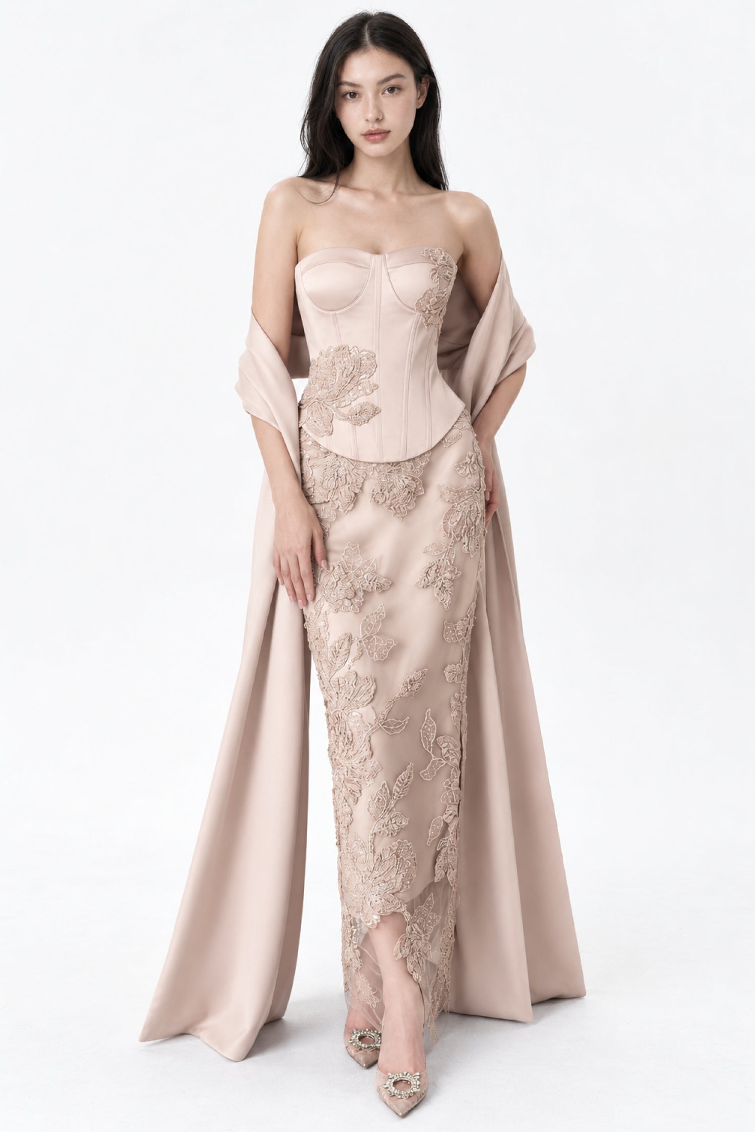 Yolla Set With Scarf in Pink