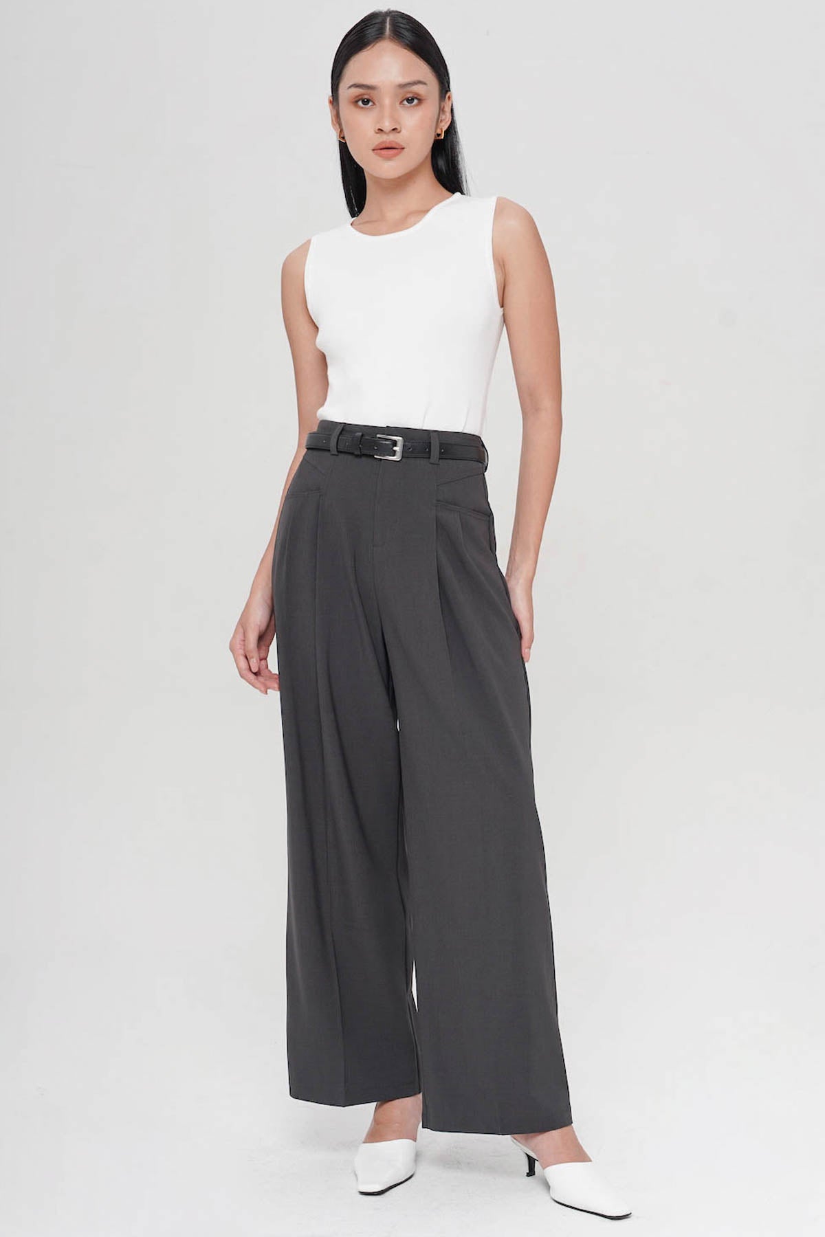 Sermon High-Waist Flare Trouser In Grey (5 LEFT)