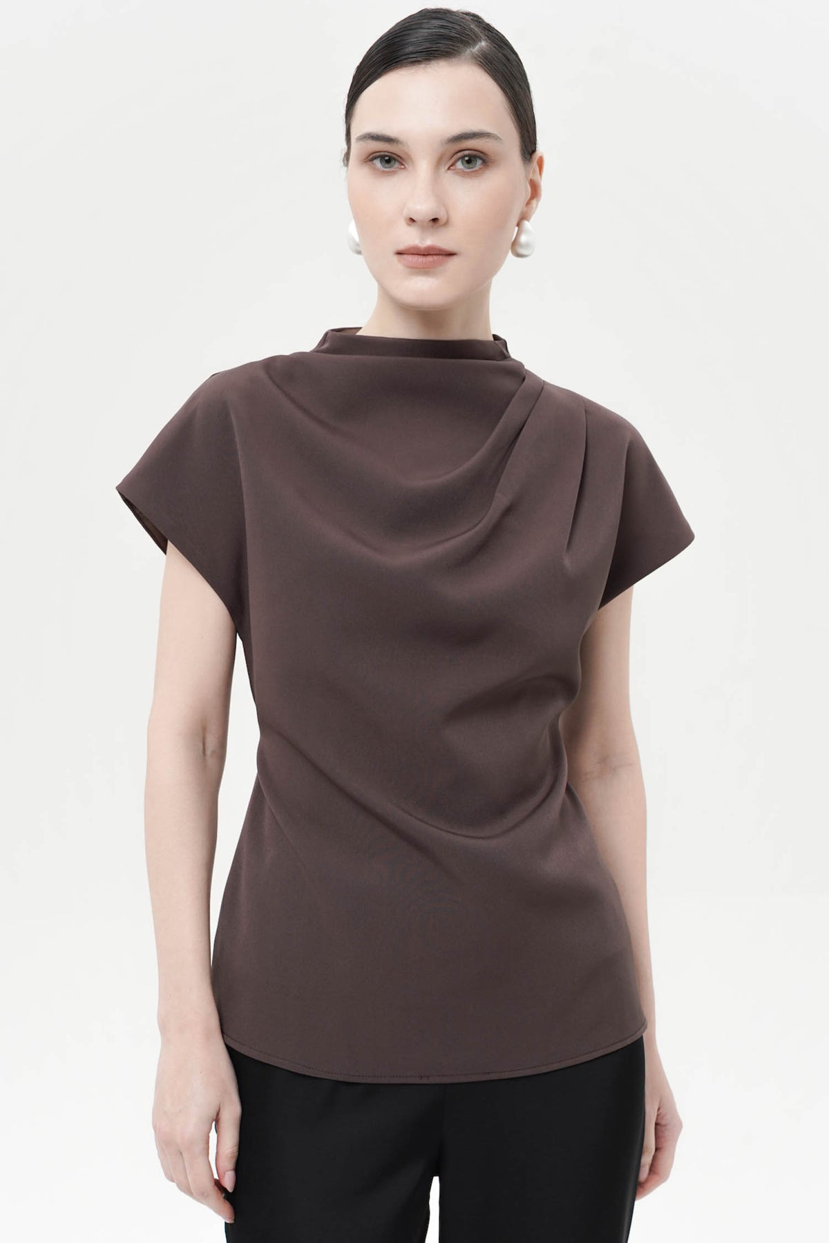 Aurena Drape Top In Espresso