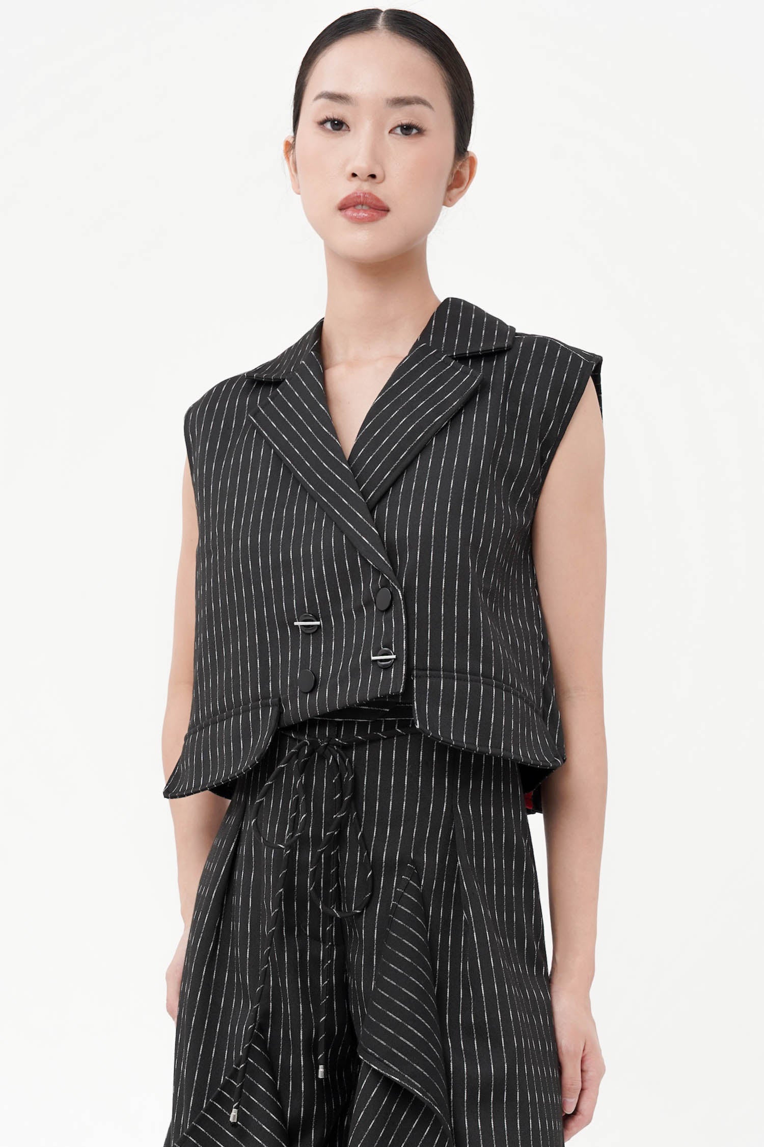 Kelsey Vest Black Stripes Red