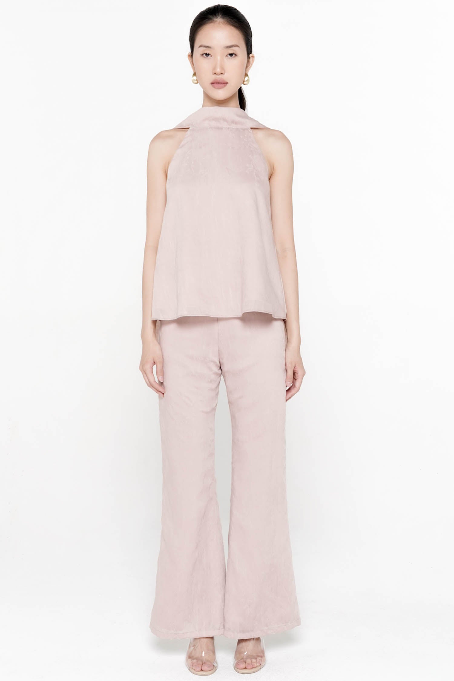 Elowen Flare Pants In Dusty Pink