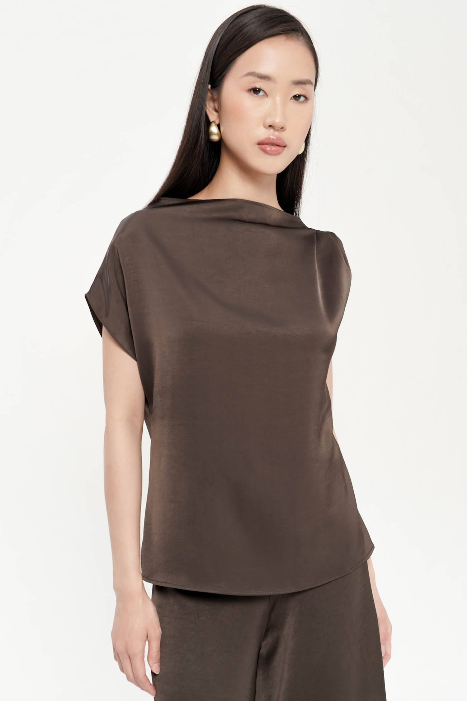 Ambrosia Drape Top In Cocoa