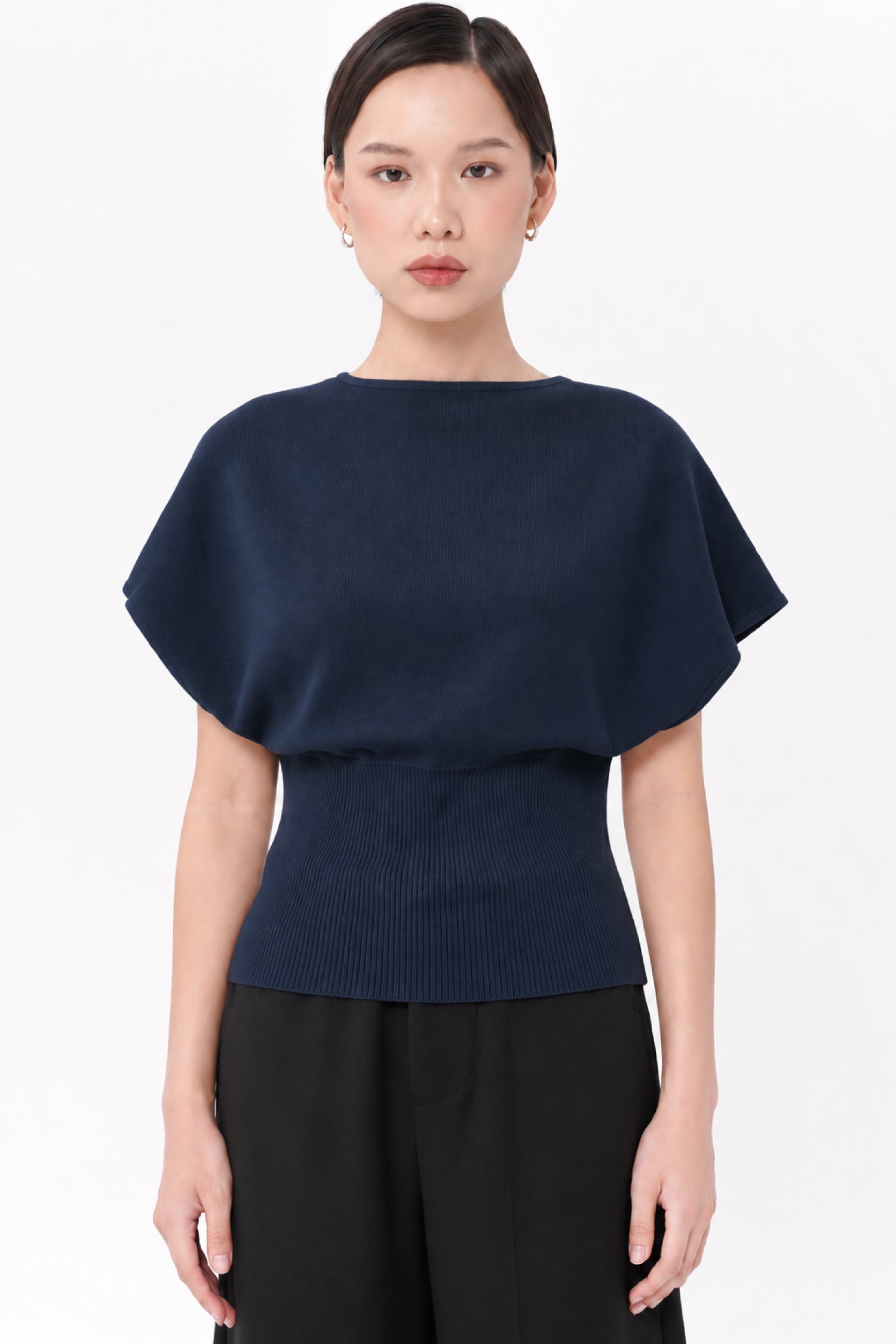Gertie Cinched Waist Top In Navy