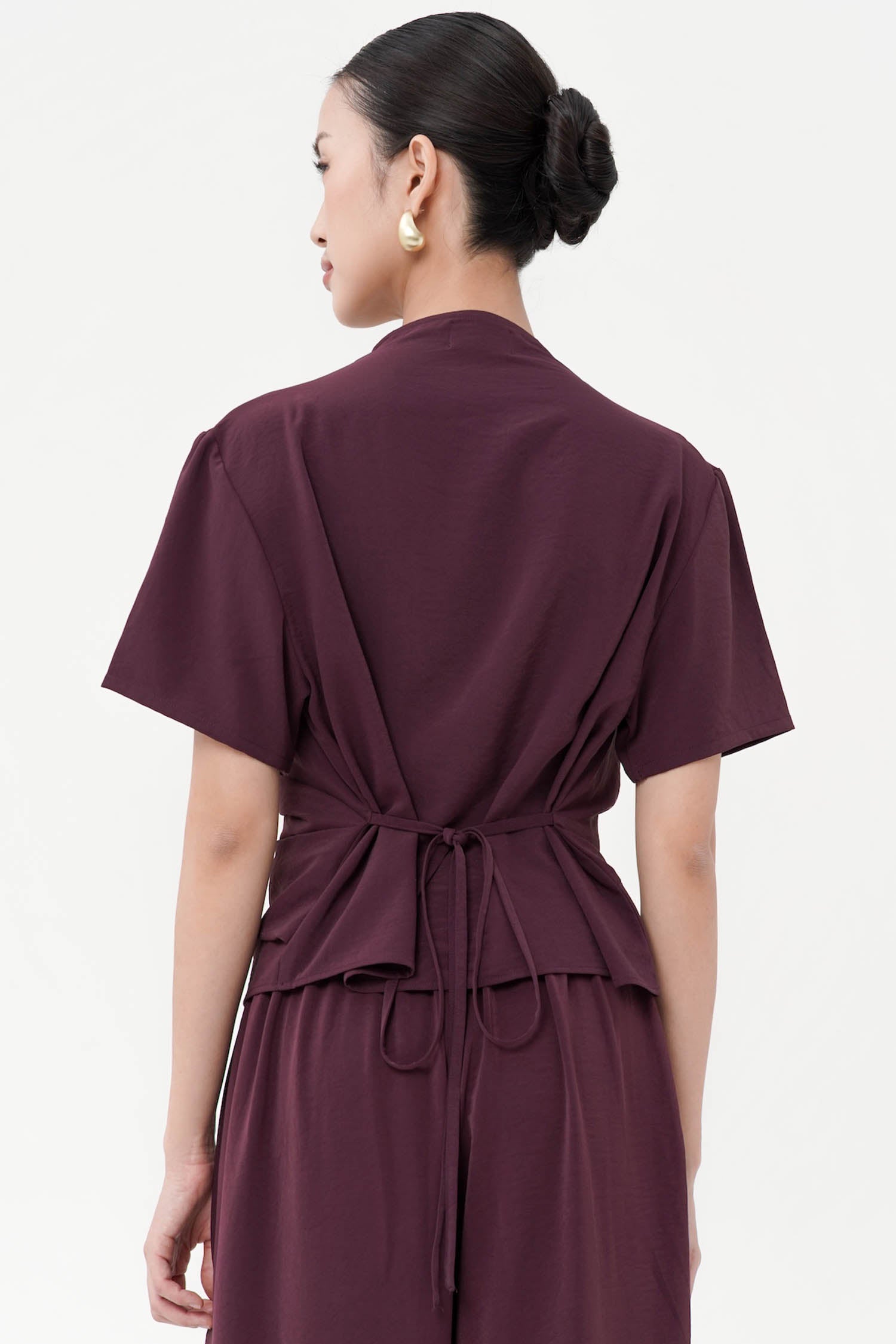 Champ Wrap Top In Burgundy