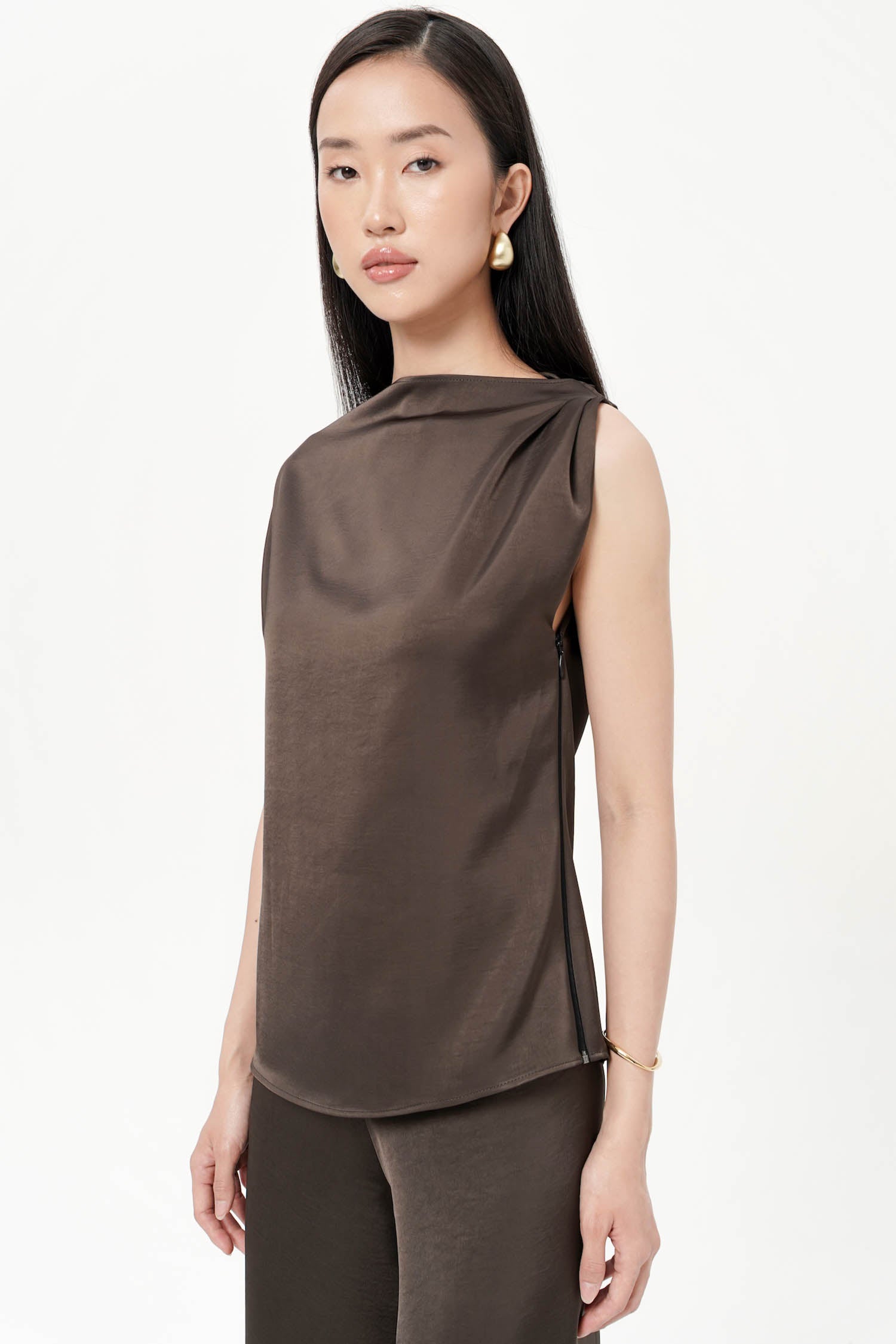 Ambrosia Drape Top In Cocoa