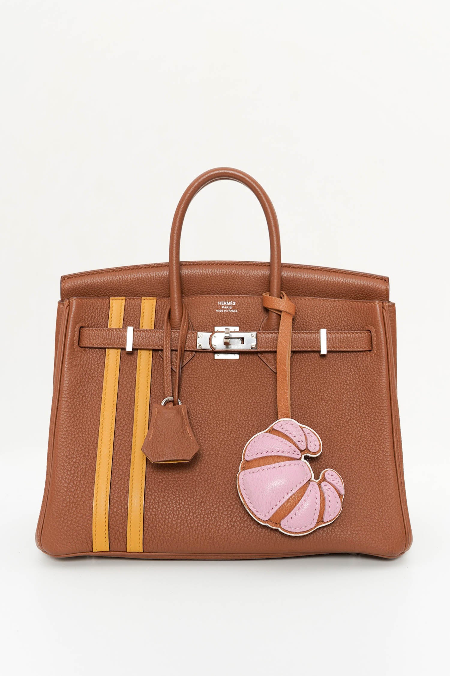 Maison Croissant Leather Charm In Pink