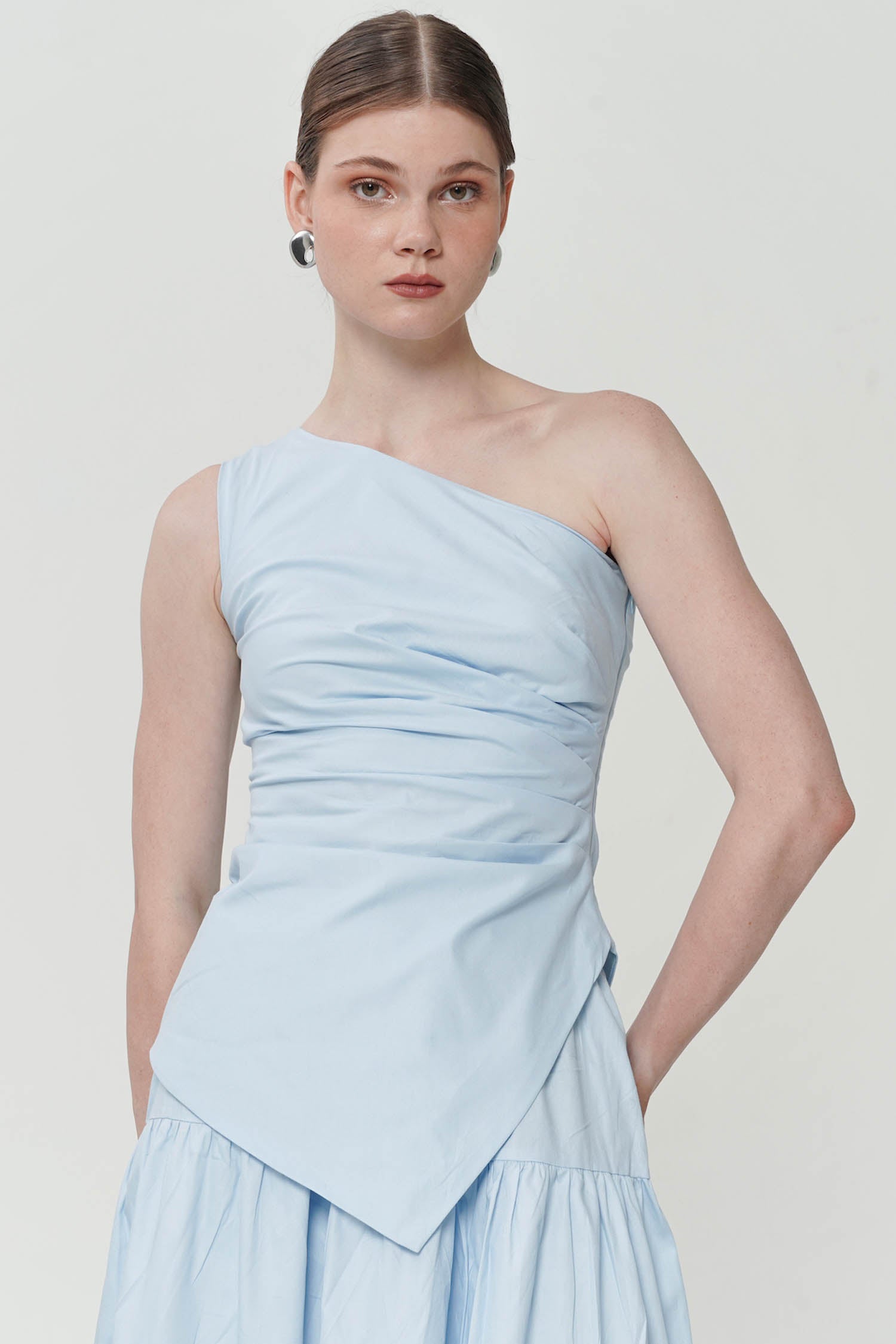 Zari One-Shoulder Top In Blue