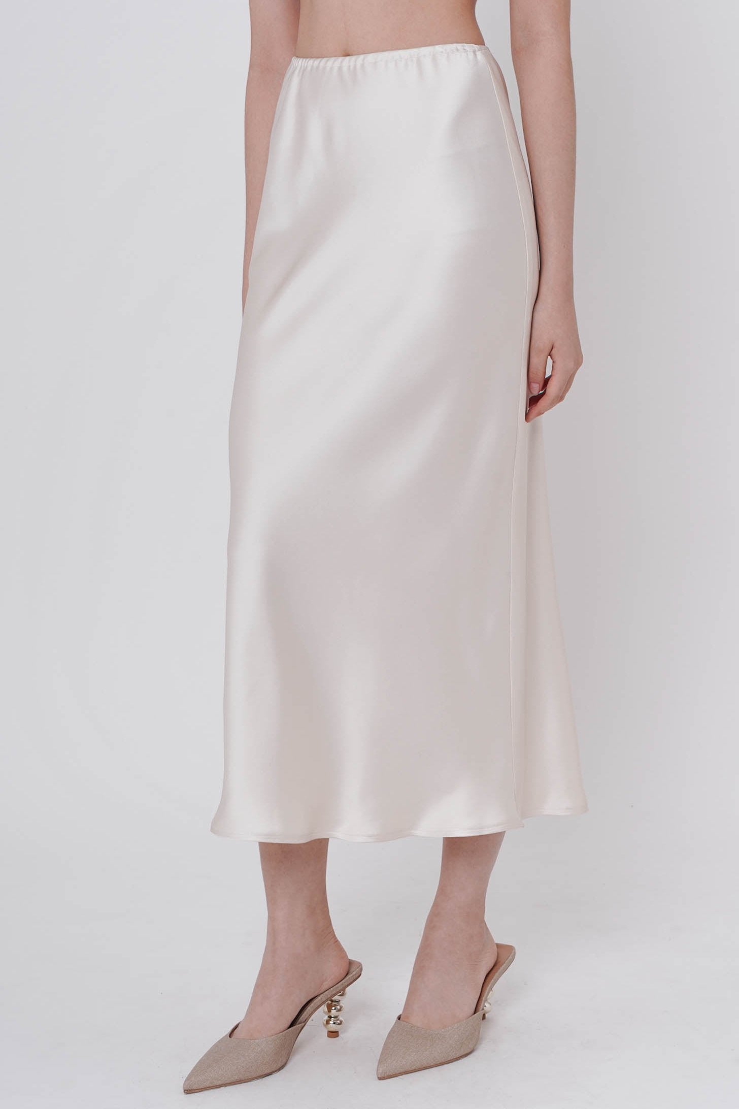 Pomme Satin Skirt In Pearl