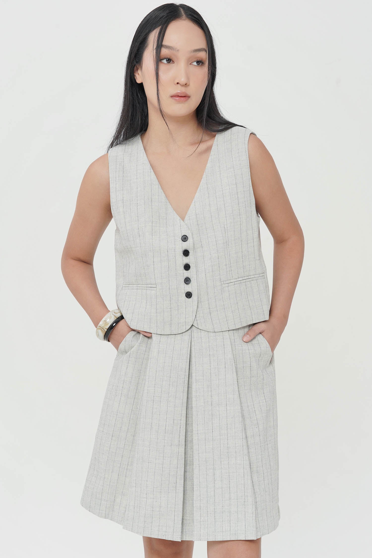 Lysander Stripes Vest In Grey (4 LEFT)