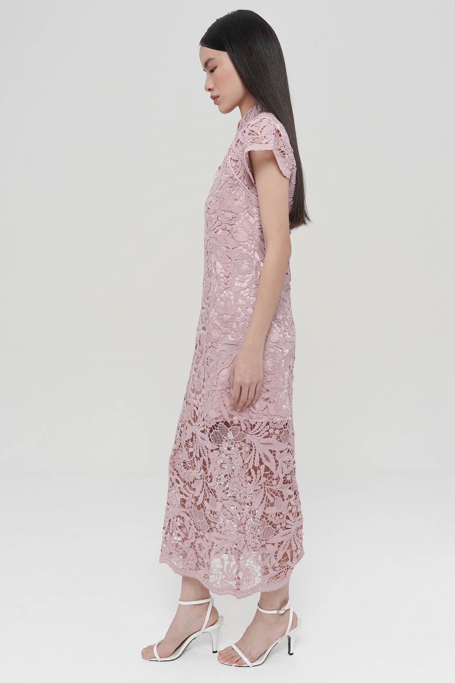 Nongli Cheongsam Midi Dress In Pink