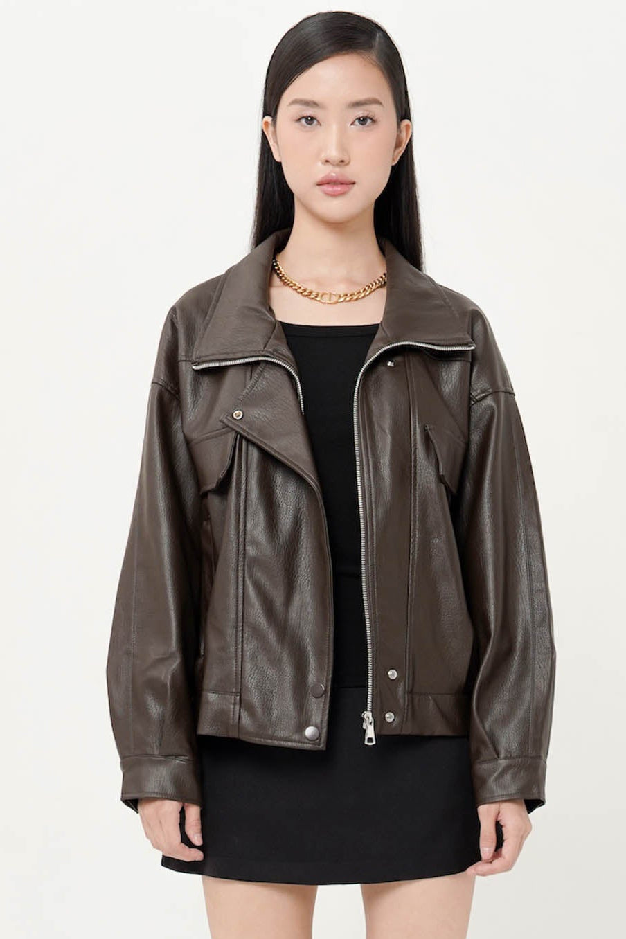 Rohe Oversized Leather Jacket In Espresso