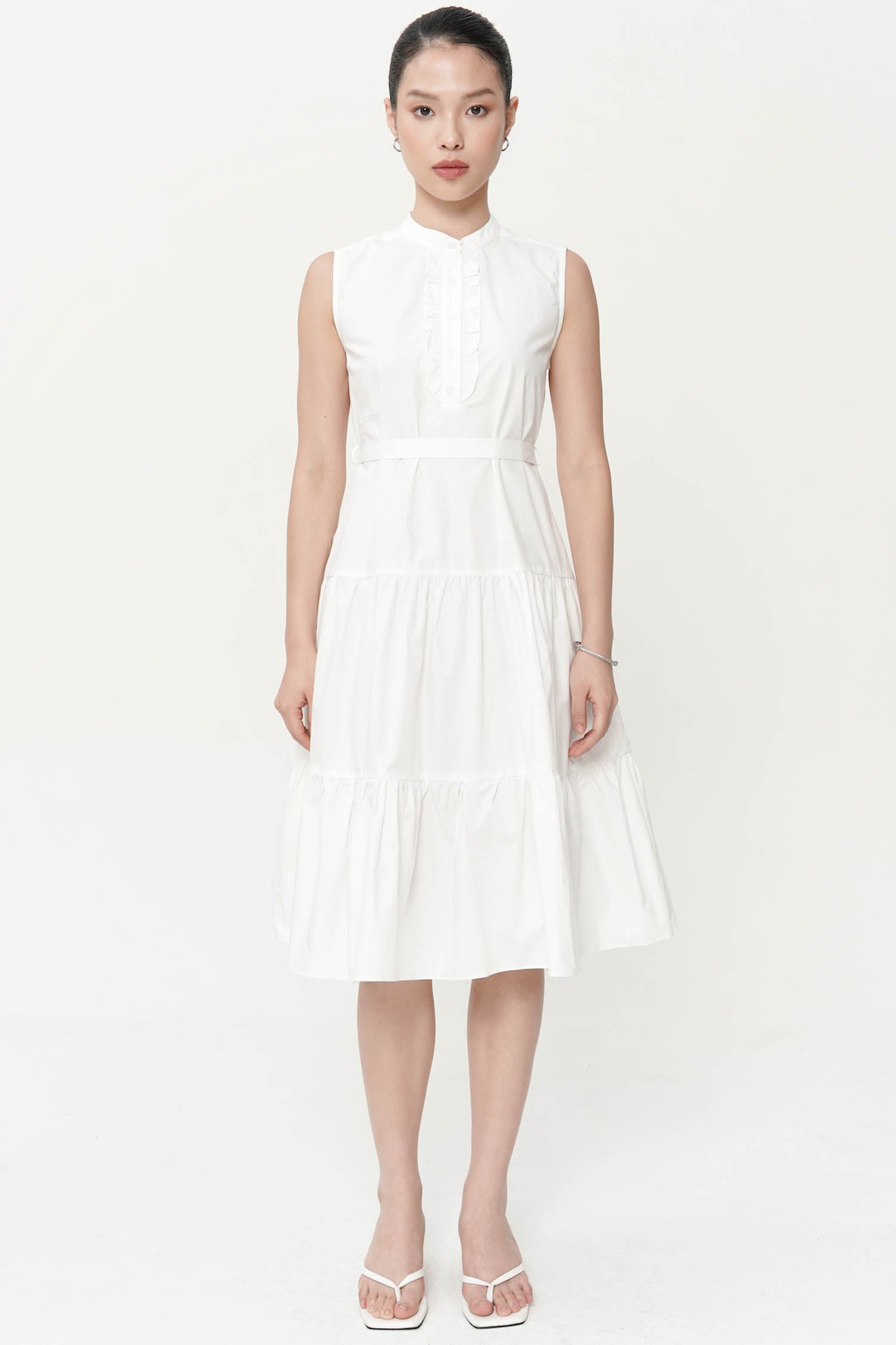 Belle Ruffle Dress In Broken White