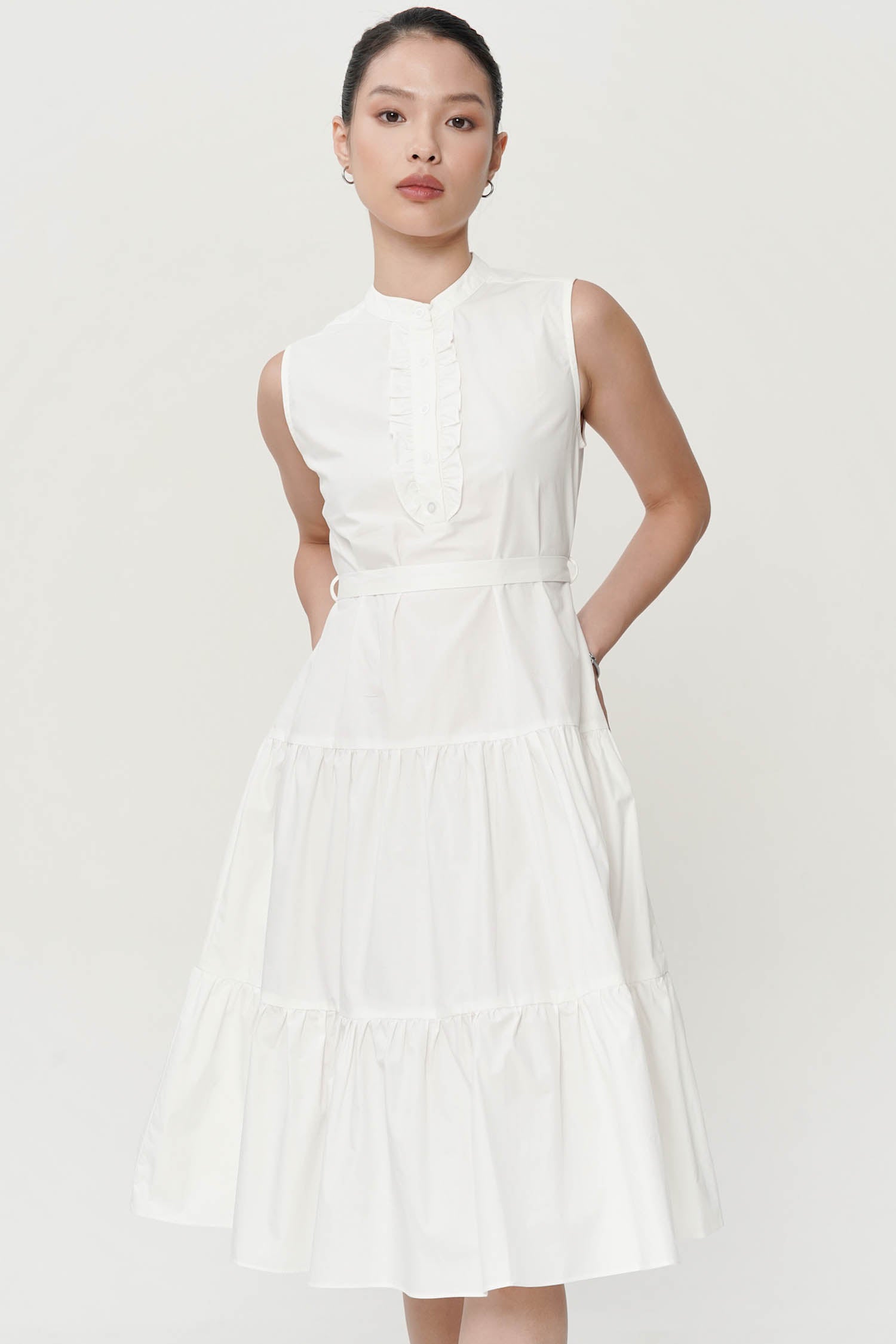 Belle Ruffle Dress In Broken White