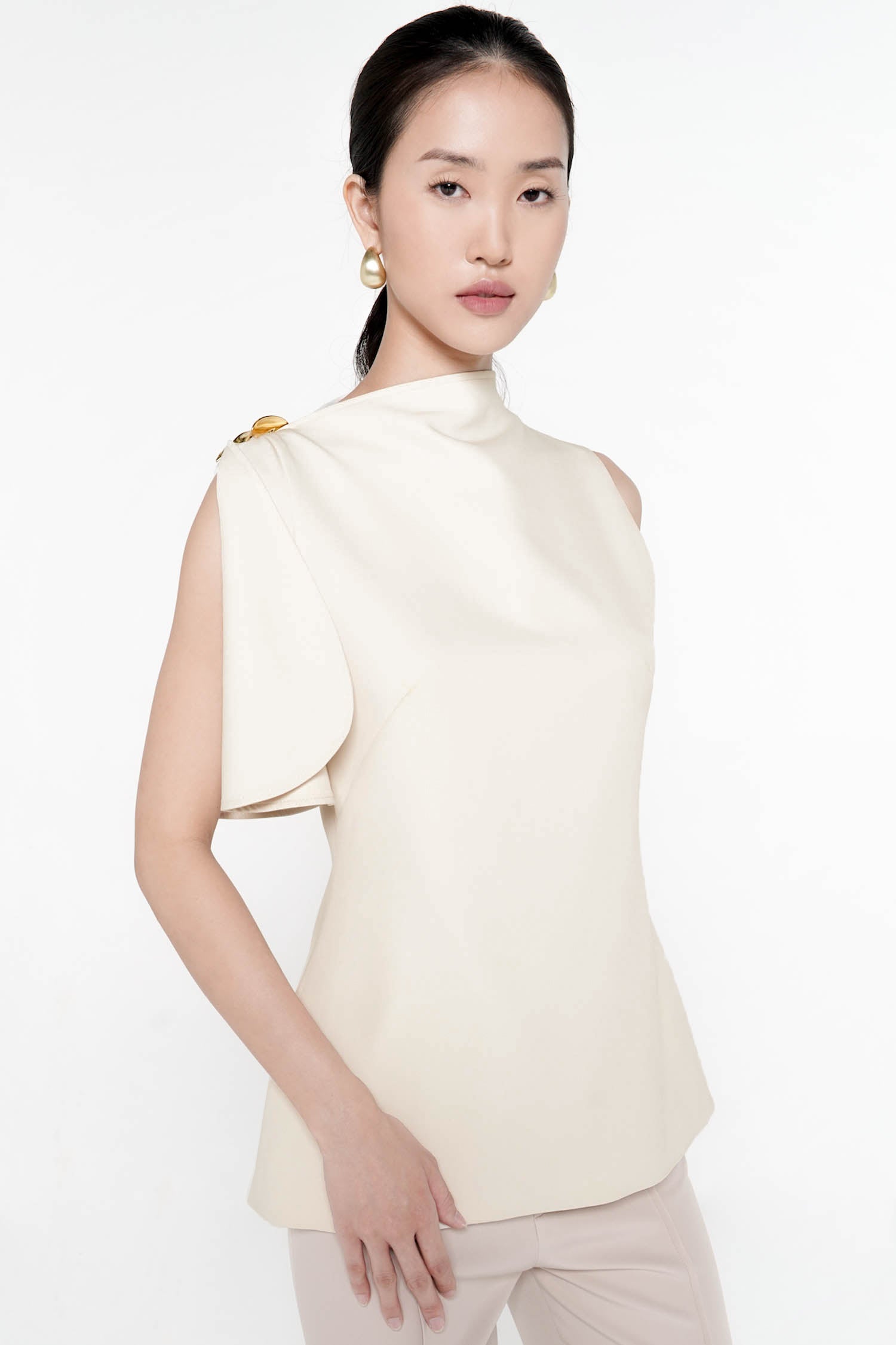 Orania Asymmetrical Top In Porcelain