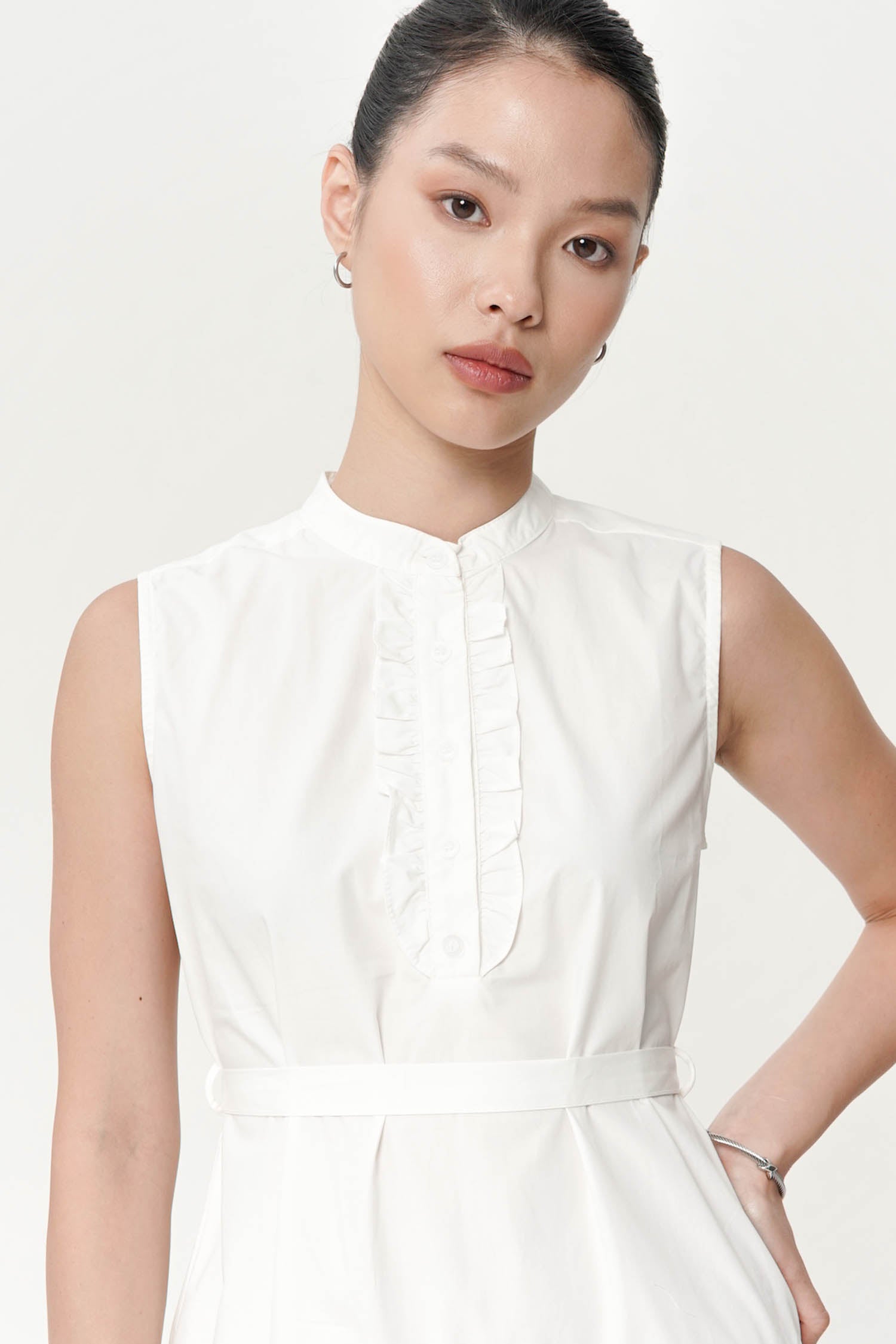 Belle Ruffle Dress In Broken White